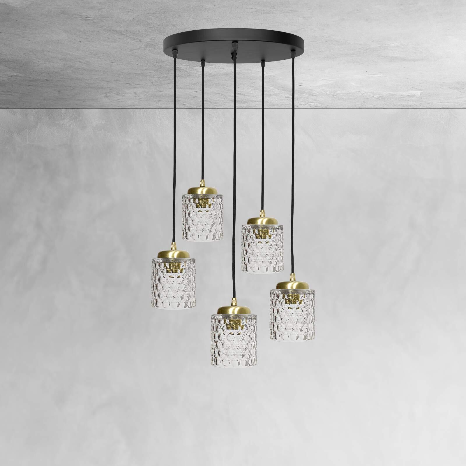Suspension Ø 45 cm laiton fer verre E27 réglable