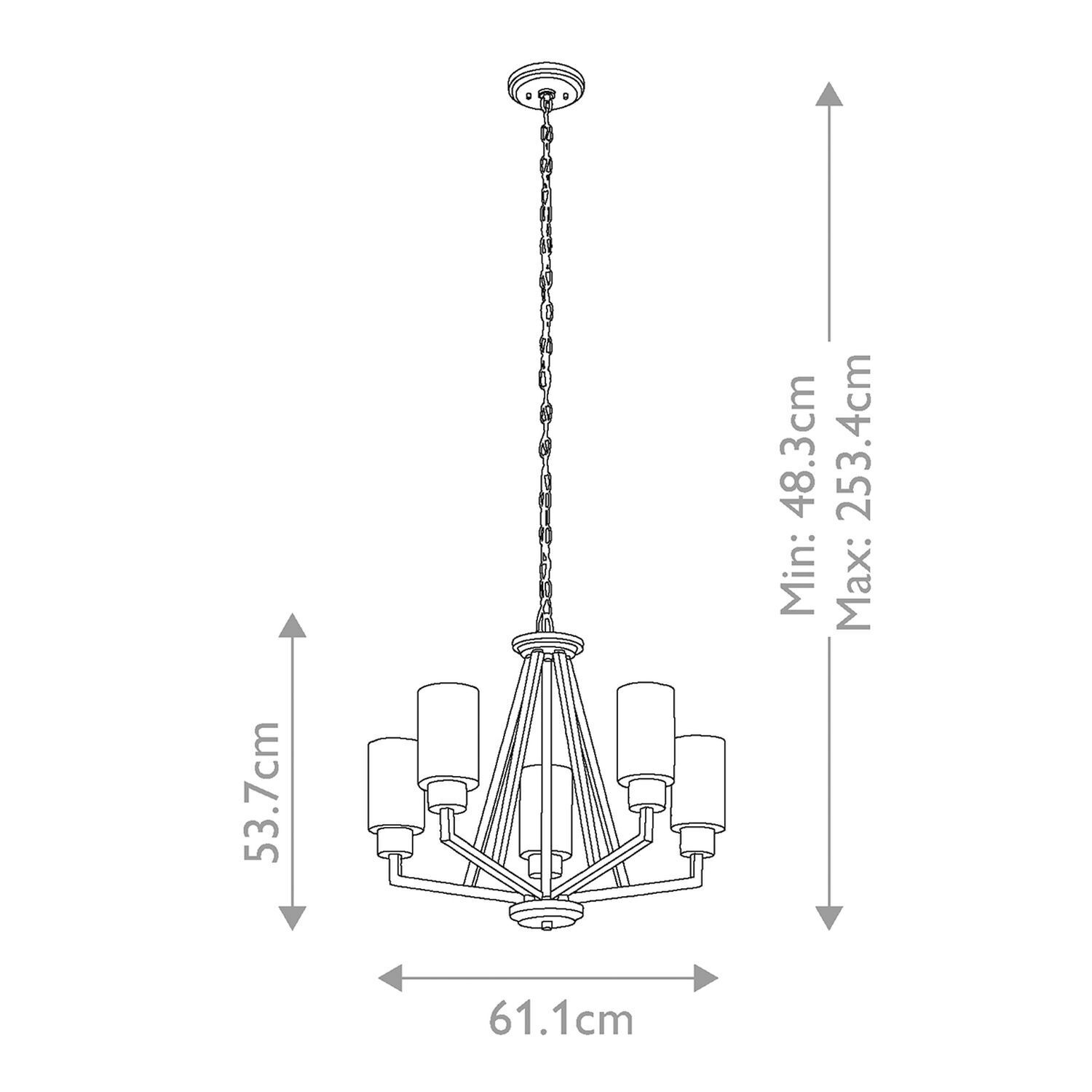 Kronleuchter Metall Glas E27 B: 61,1 cm Modern BRAGE Kronleuchter, Hängelampe, Metall, 6 Lichter, Kette