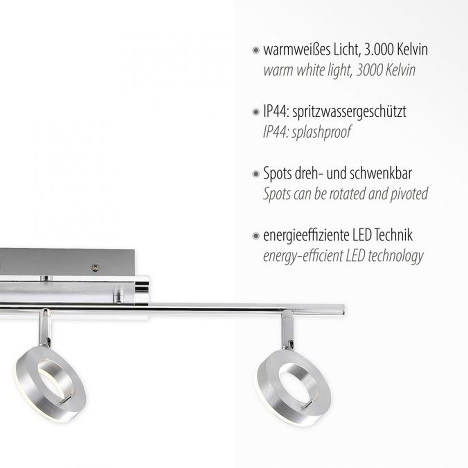 Flexibler LED Deckenspot in Aluminium IP44 L:67 cm Beleuchtung