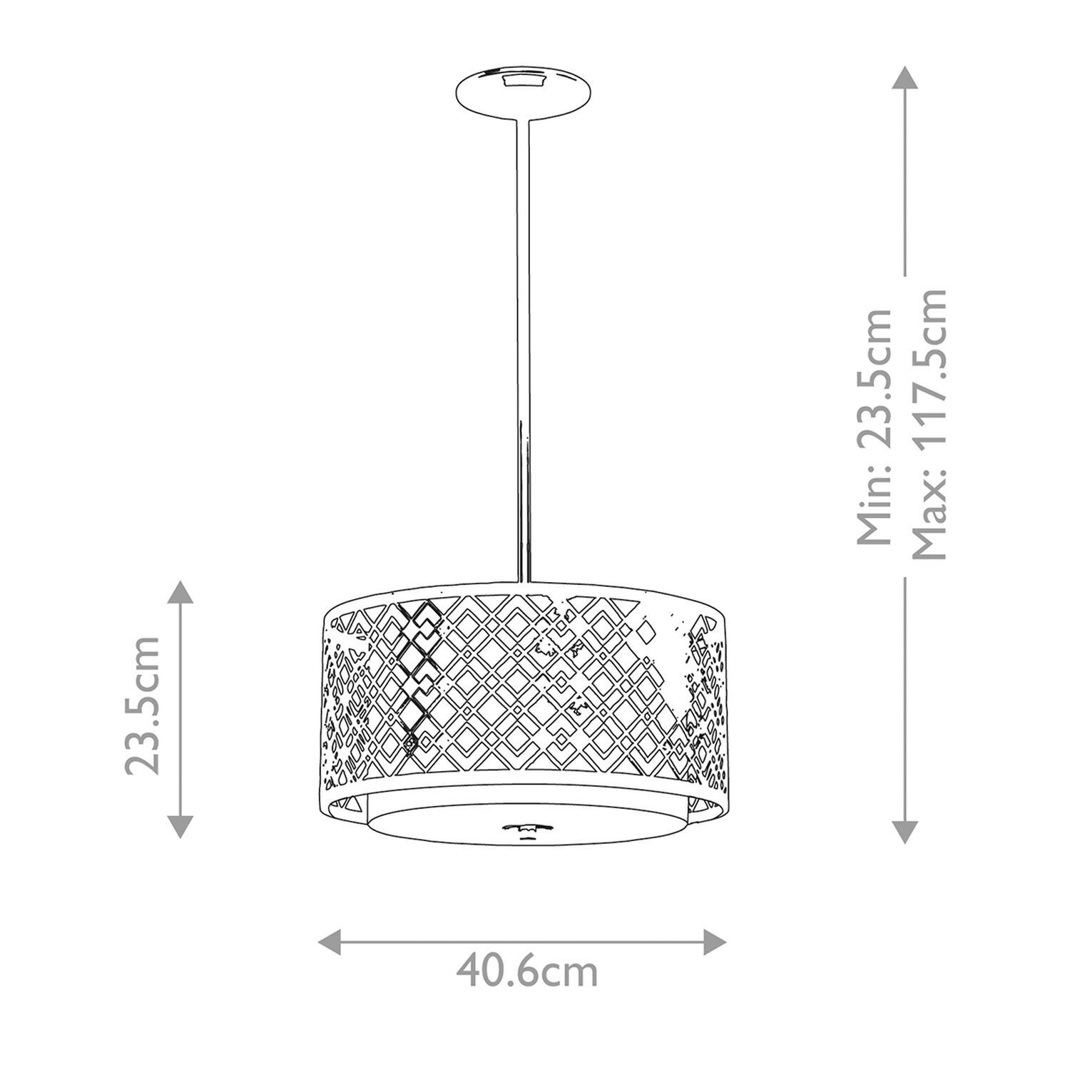 Suspension ronde Ø 40,6 cm hauteur réglable en or blanc Lampe