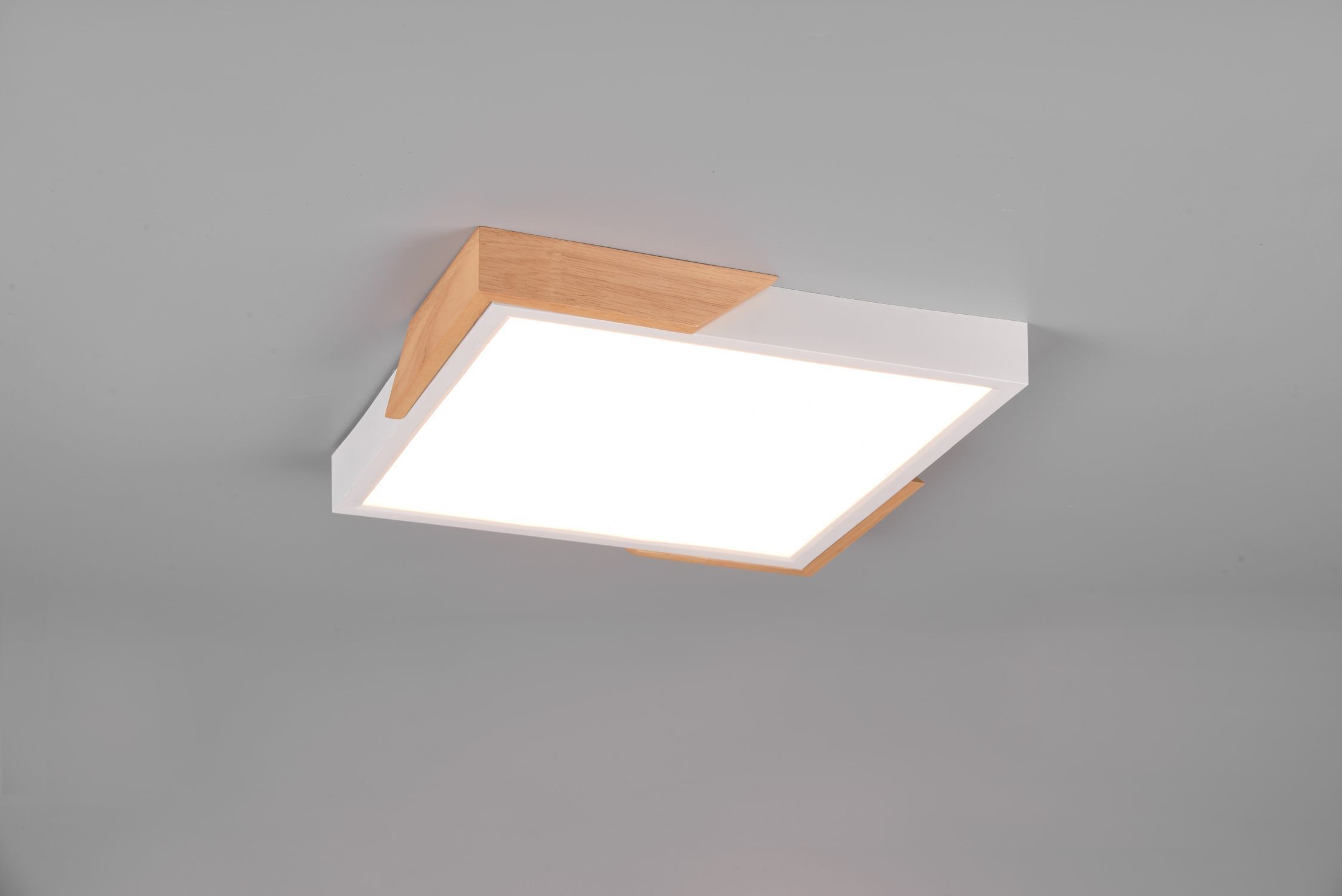 Lampe de plafonnier LED Bois 3000 K L:31,5 cm Blanc Naturel anguleux