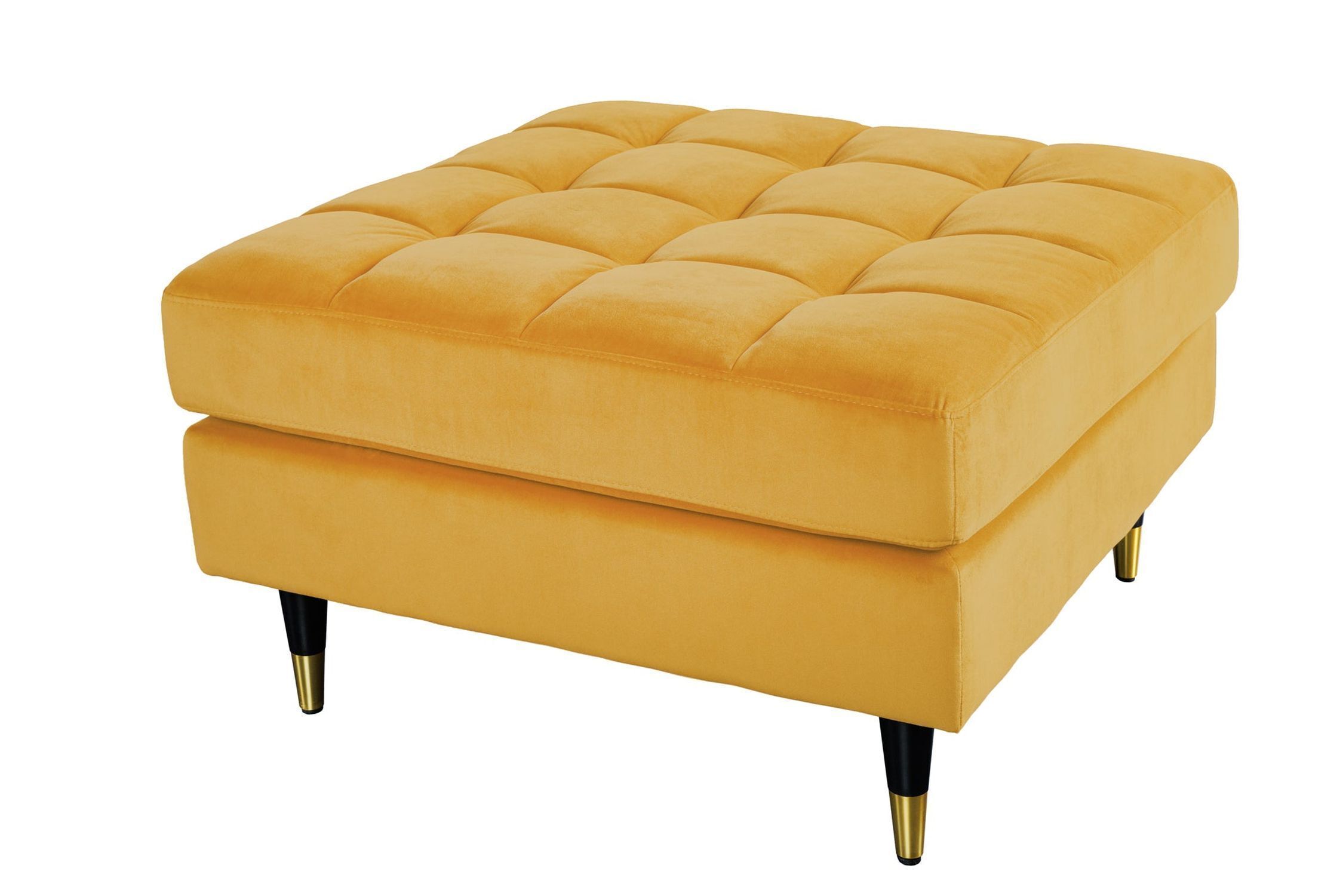 Tabouret jaune L : 80 cm surpiqûres rétro velours