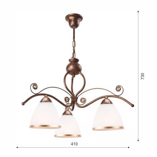 Lampe à suspendre Shabby Brown Table à manger Art Nouveau 3-flmg