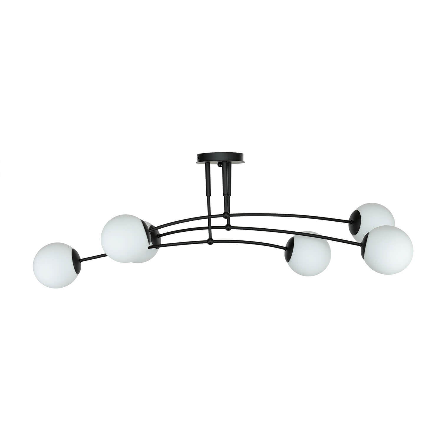 Plafonnier Noir Blanc 3x E14 Moderne Métal Verre