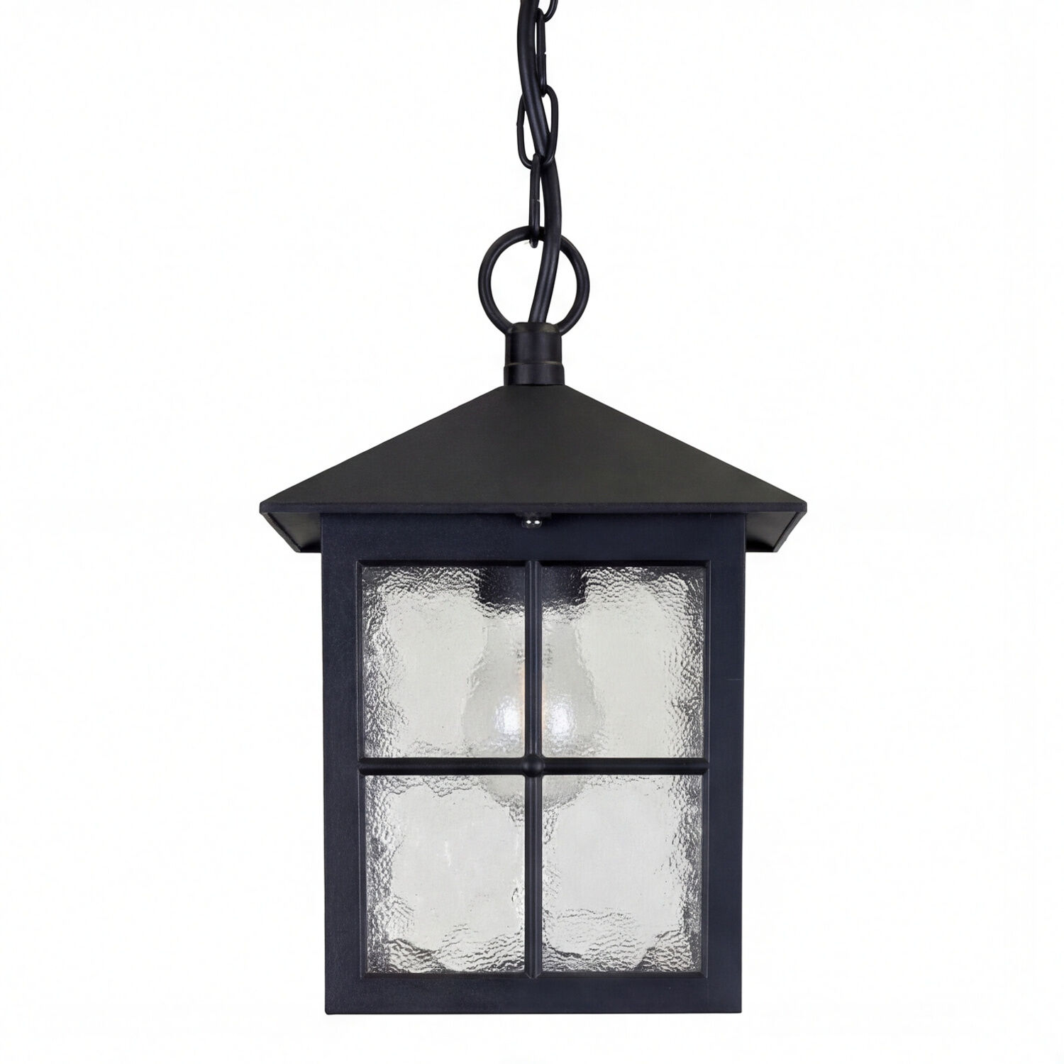Deckenlampe, Hängeleuchte, Metall, Glasfenster, Schwarz