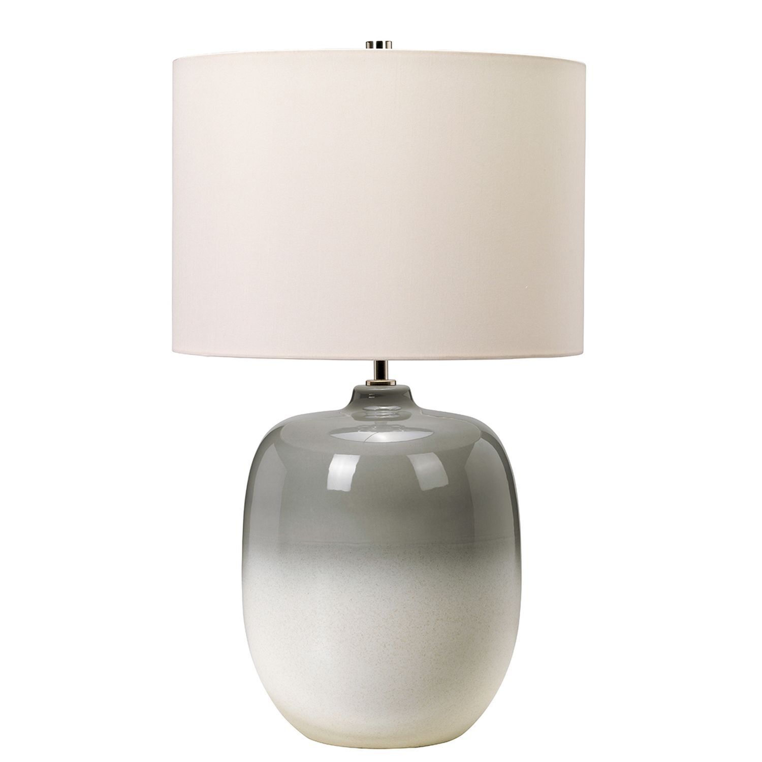 Tischlampe Keramik Stoff Hellgrau Creme 61,5 cm E27 Lampe, Tischlampe