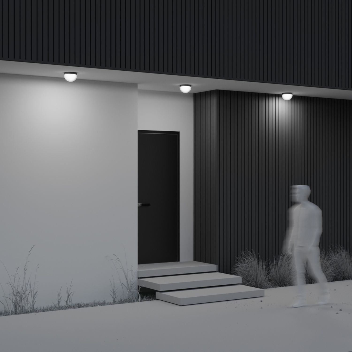 Lampe d'extérieur LED aluminium IP65 3000 K lumière blanc chaud Beleuchtung, Innenarchitektur, Tür, Mann, Person