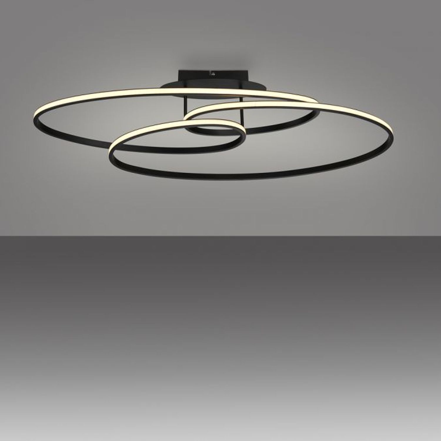 Plafonnier LED Métal Noir 3000 K anneaux décoratifs