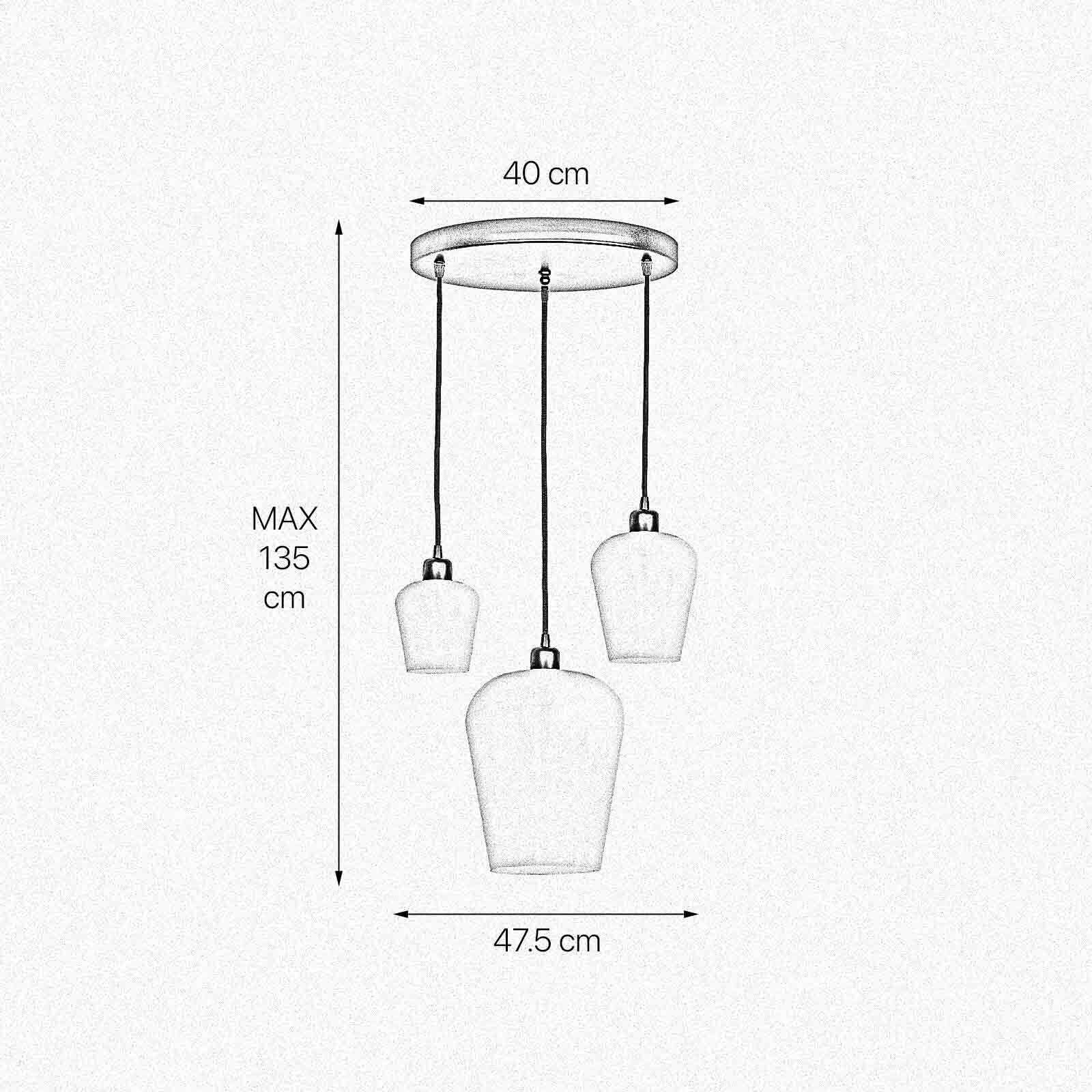 Suspension noir blanc 3 flammes E27 Ø 47,5 cm ADRIAN