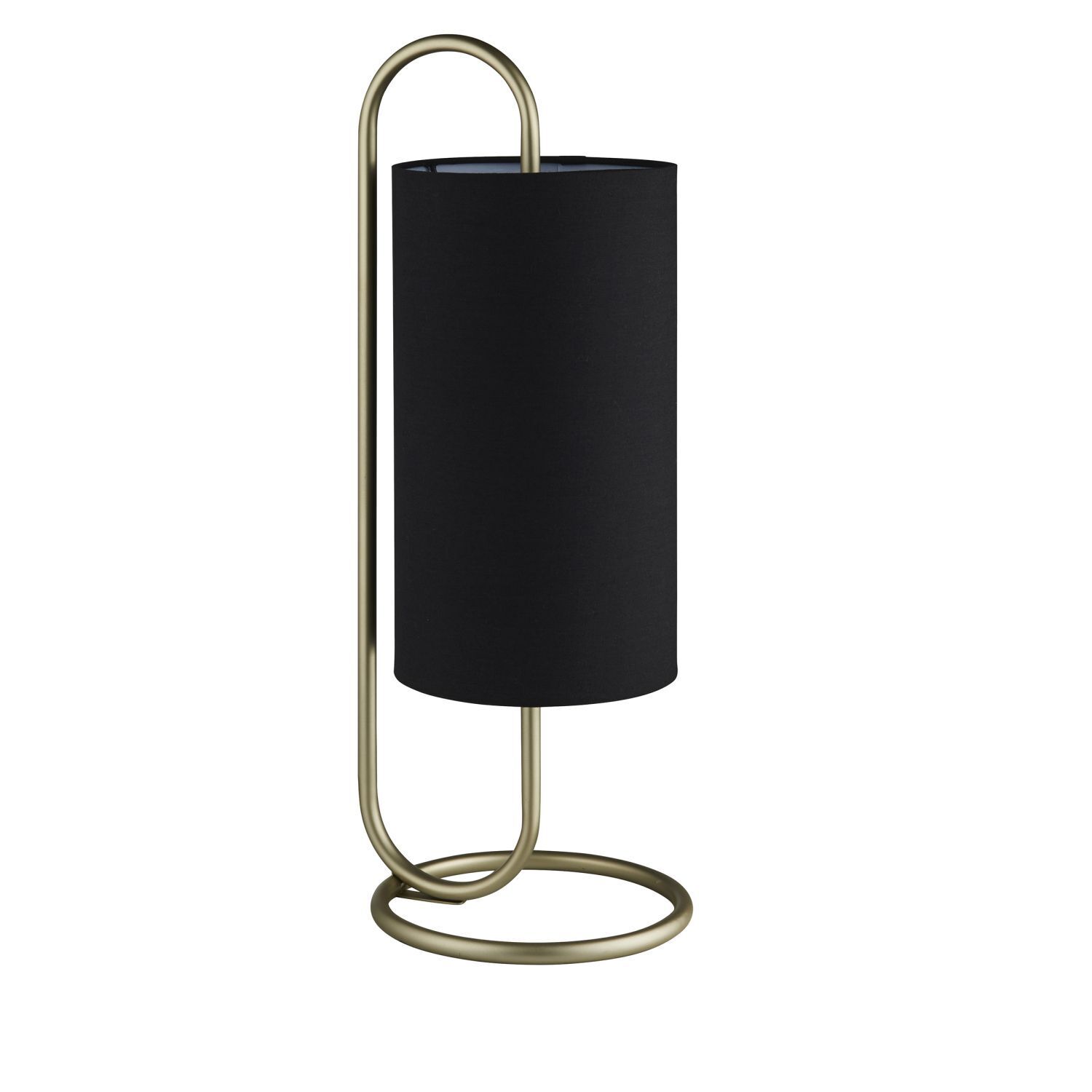 Lampe de table tissu métal 50cm noir laiton antique Moderne E27