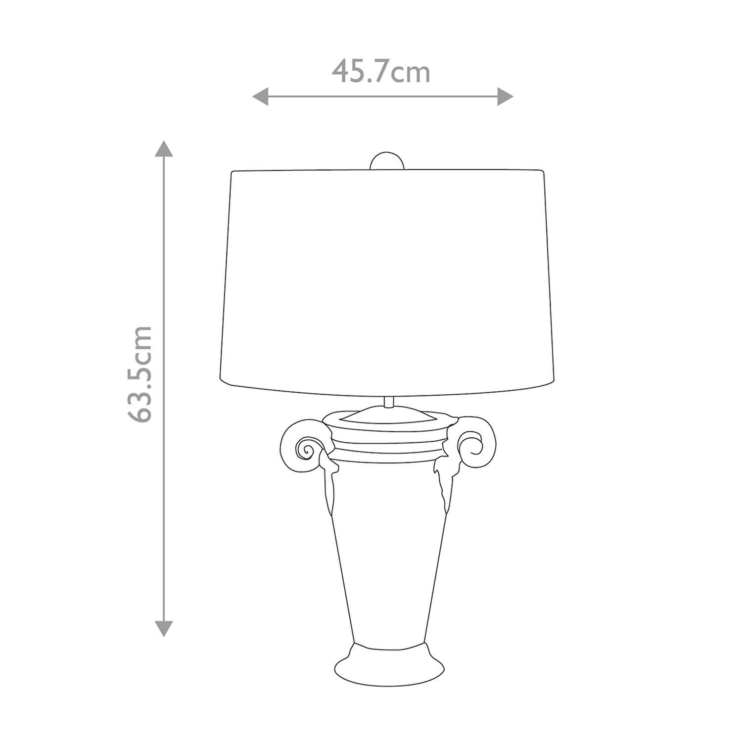 Lampe de chevet métal tissu 63,5 cm de haut noir blanc or