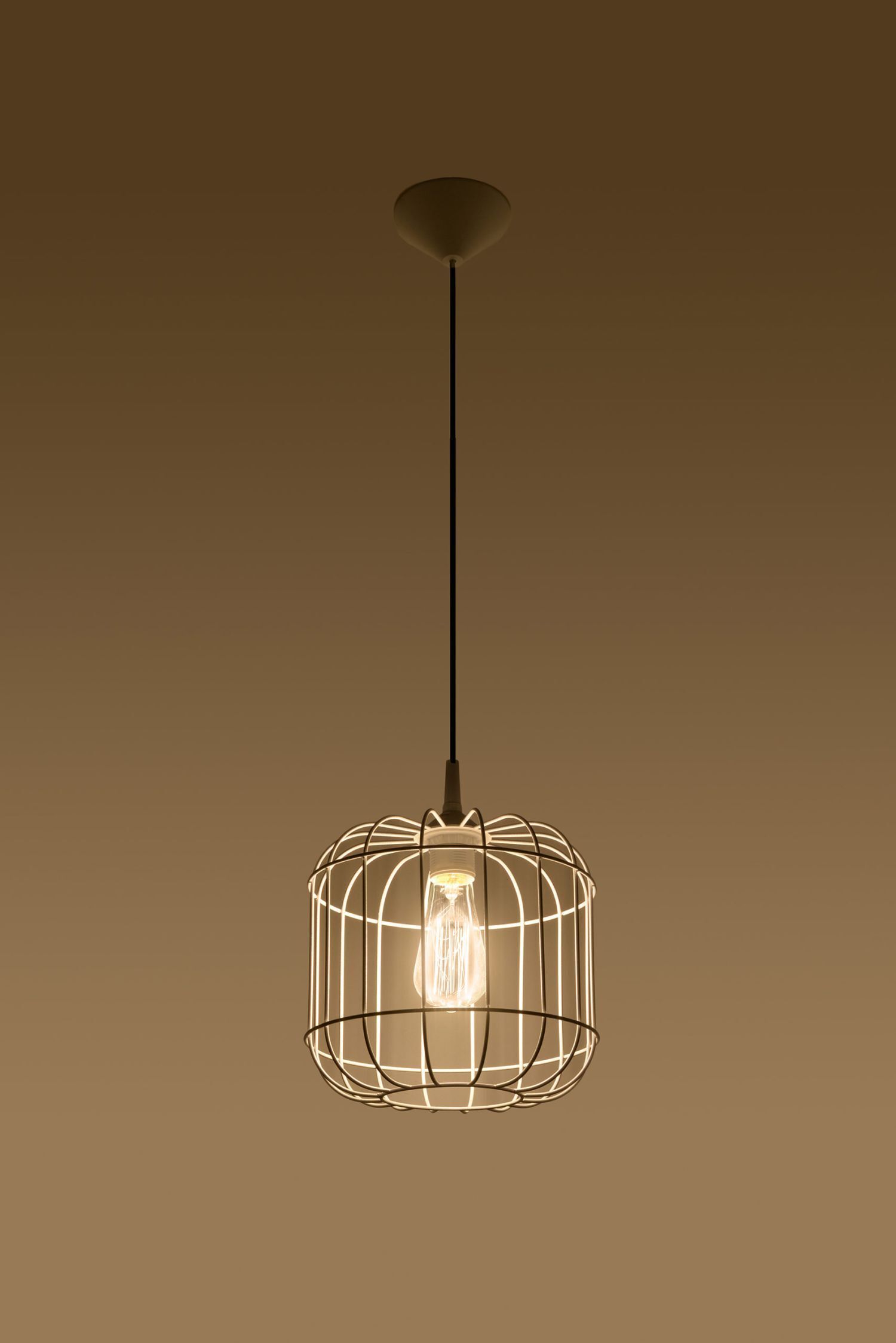 Suspension Blanc Métal Fil Ø 23 cm Rétro E27