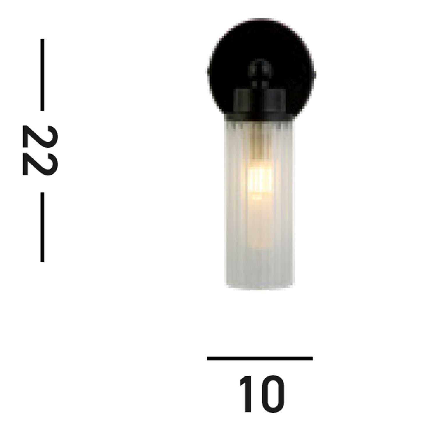 Applique murale métal Abat-jour verre G9 IP44 L:10 cm Noir