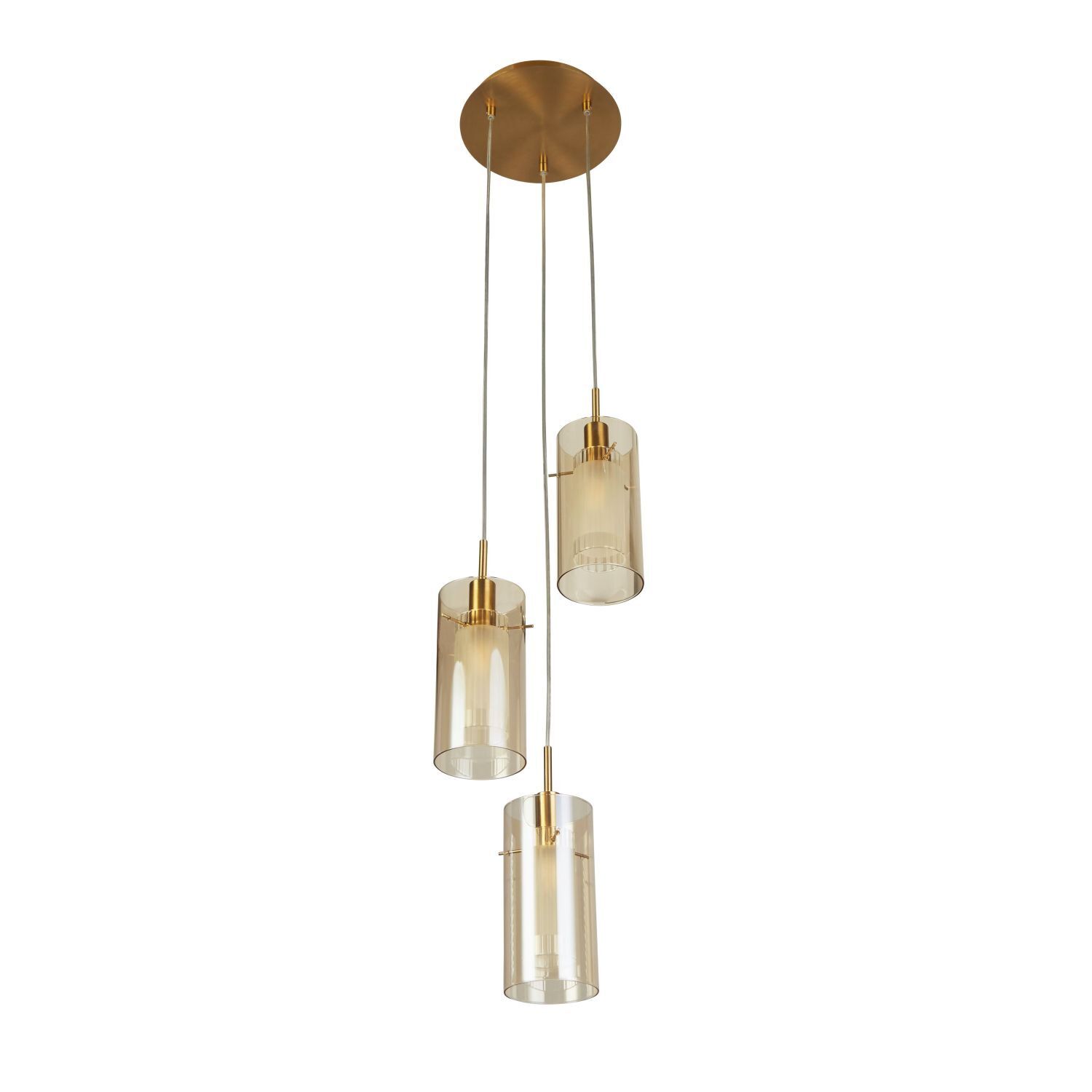 Suspension 3 flammes E14 D : 26 cm Verre Métal Moderne