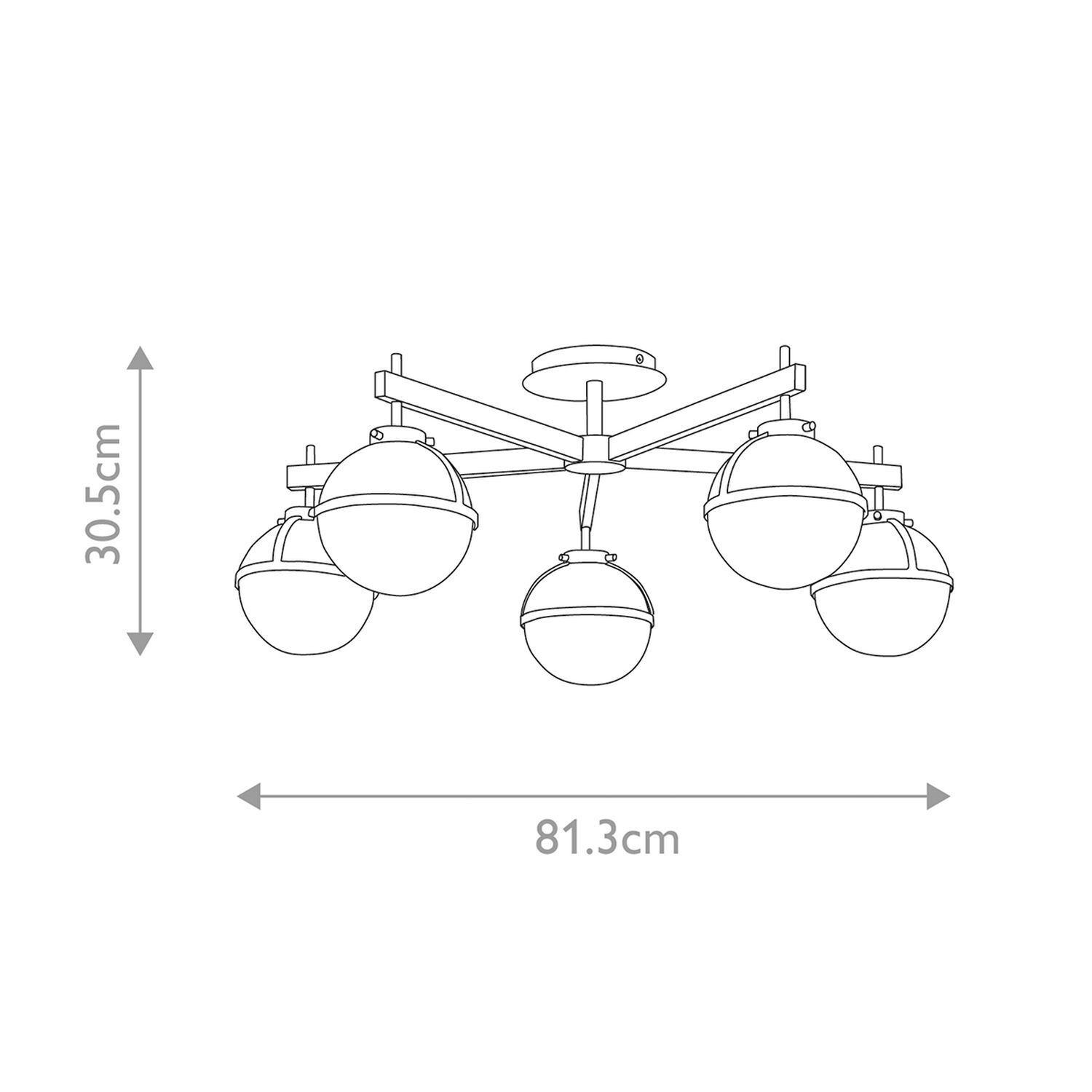 Lampe de salle de bain plafond verre métal E14 IP44 largeur 81,3 cm