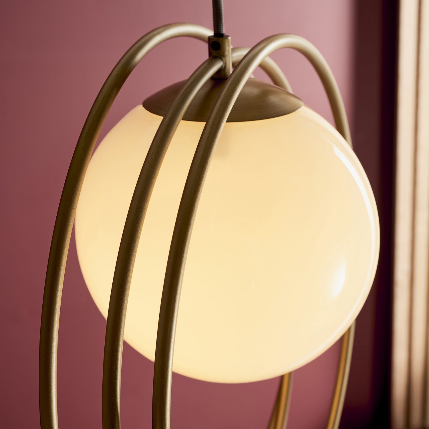 Lampe à suspendre verre métal double abat-jour E27 or blanc WHITBY