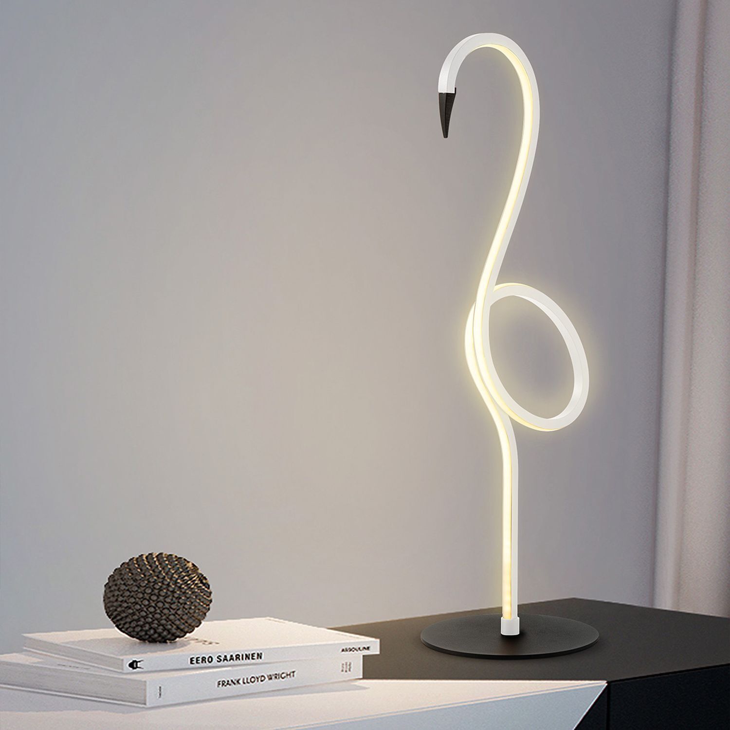 Lampe de table décorative LED Flamingo 50 cm Blanc Métal 3000 K