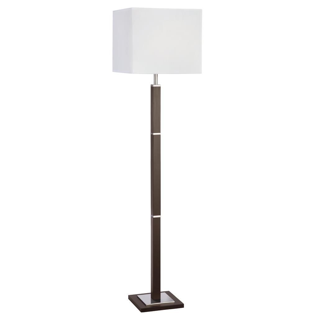 Lampadaire petit 147 cm brun blanc métal abat-jour tissu E27