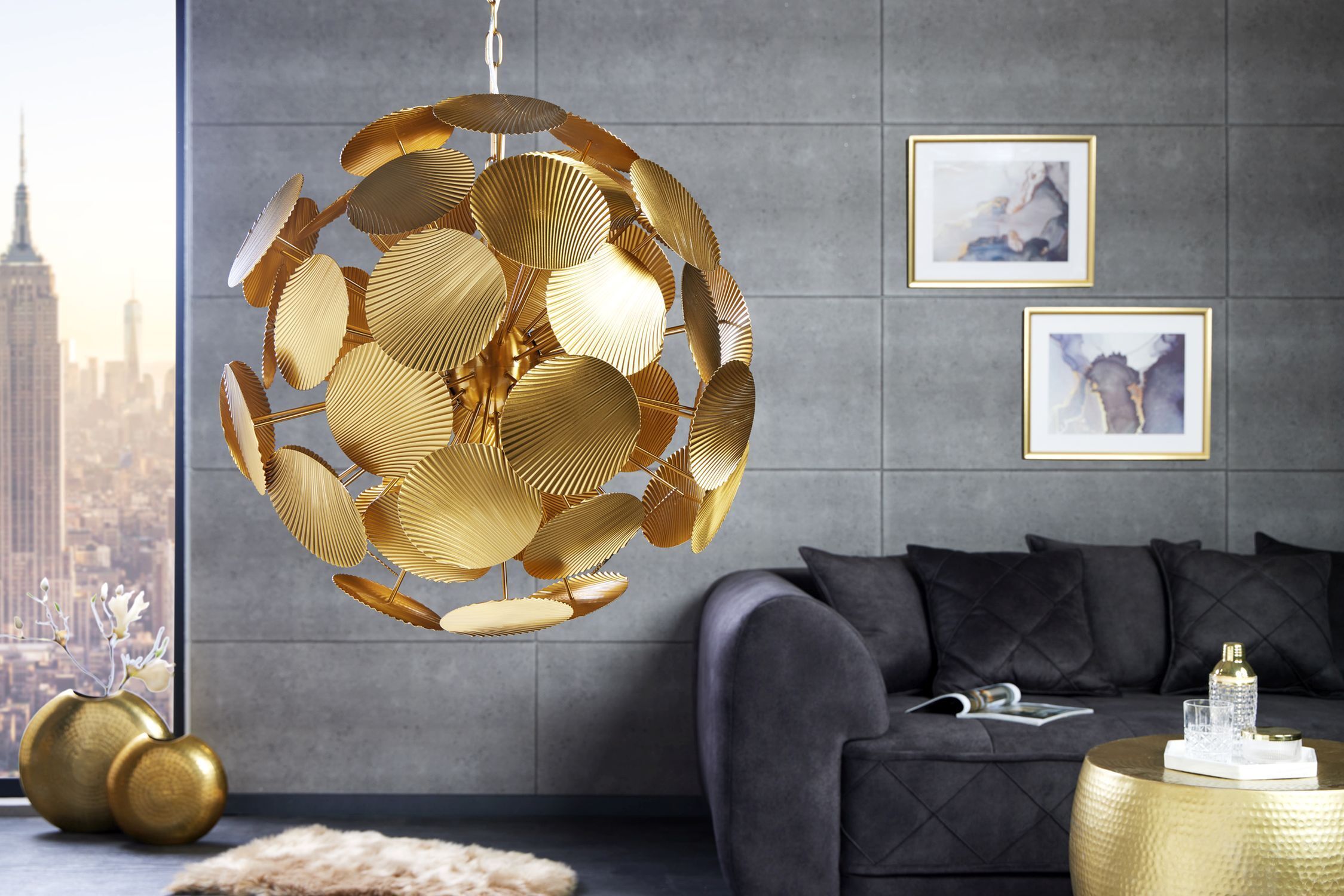 haengelampe-pendelleuchte-hoehenverstellbar-lucas-6x-e14-bis-40w-gold-metall-le64018-05 deko-leuchte, goldene lampe, hängelampe, metalllampe, wohnzimmer-deko