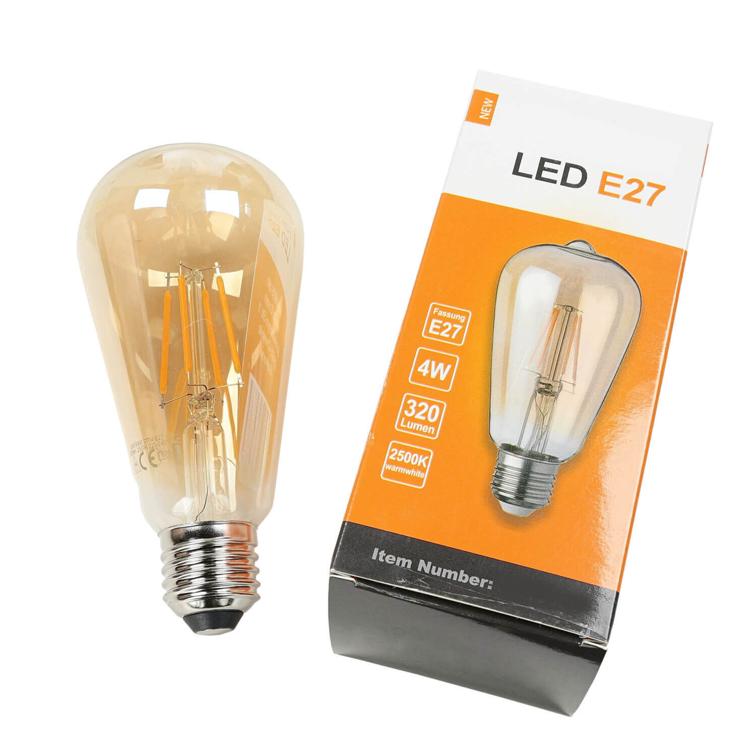 Ampoule filament LED E27 dimmable 4 W 2500 K blanc chaud 320 lm - LM10060