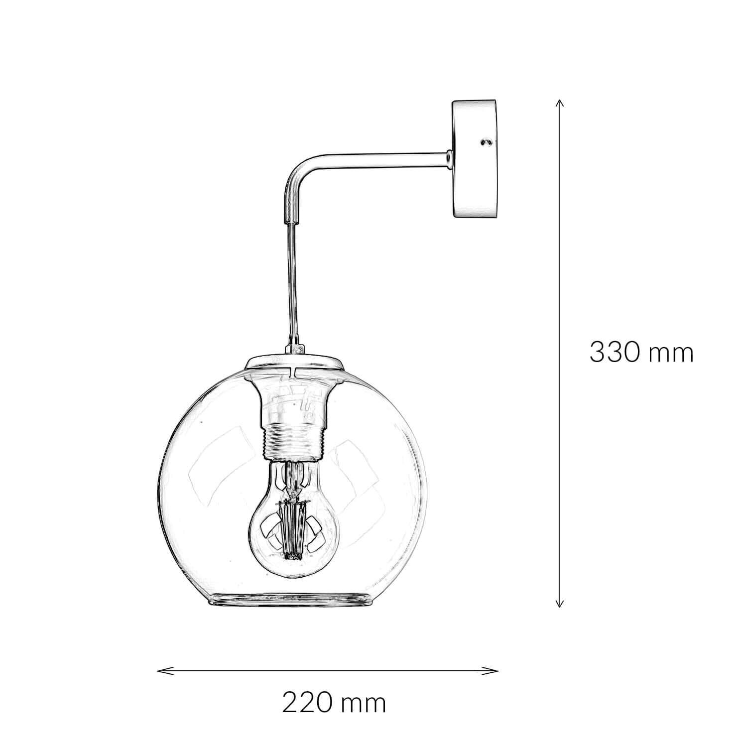 Applique murale verre fumé Abat-jour sphérique E27 Suspension noire