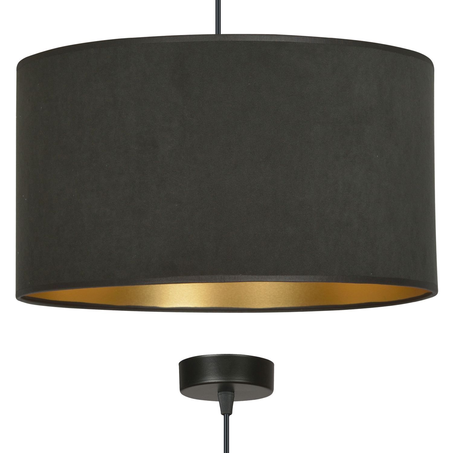 Suspension noir or Ø 35 cm rond tissu E27 CYRIL