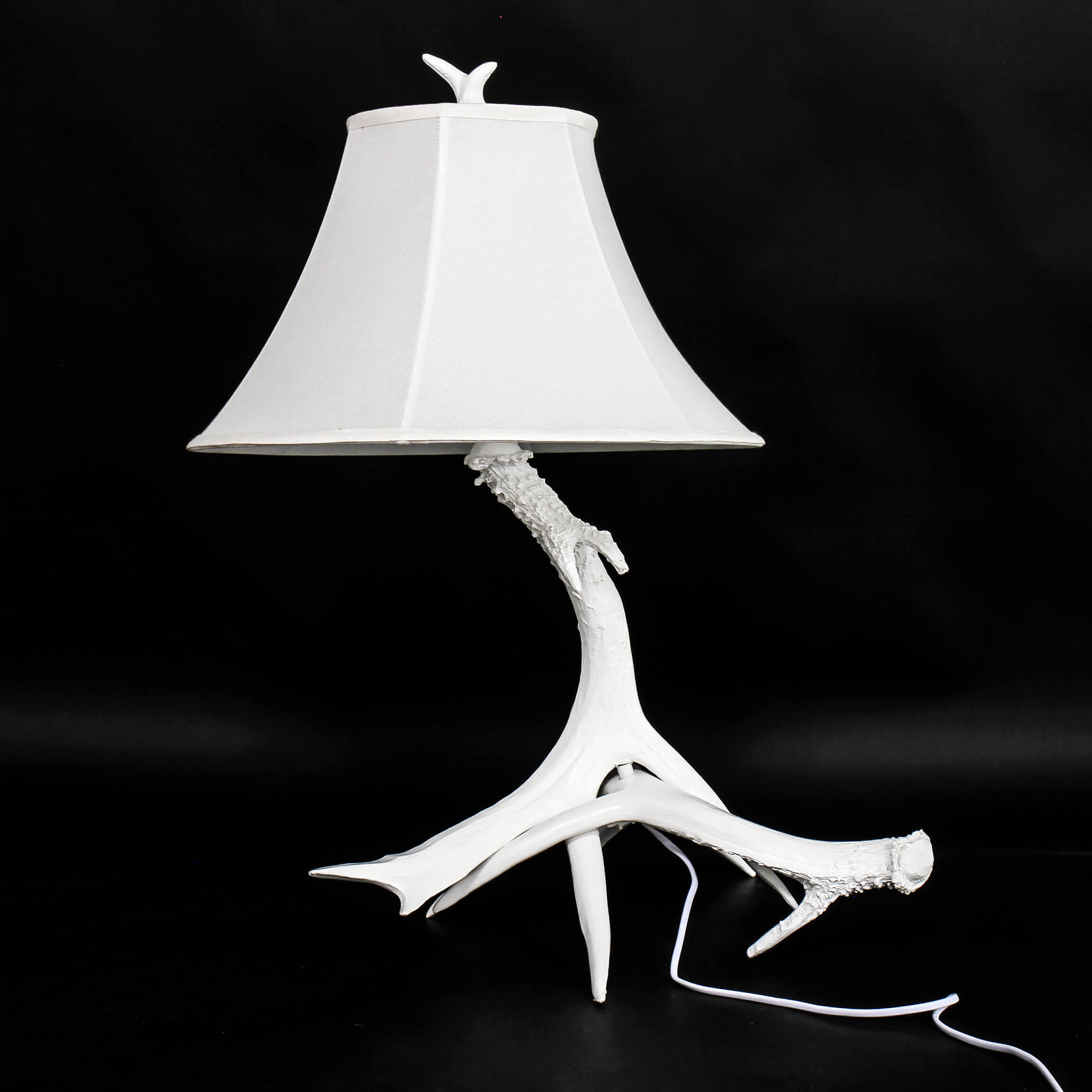 Lampe de table blanc optique bois de cerf