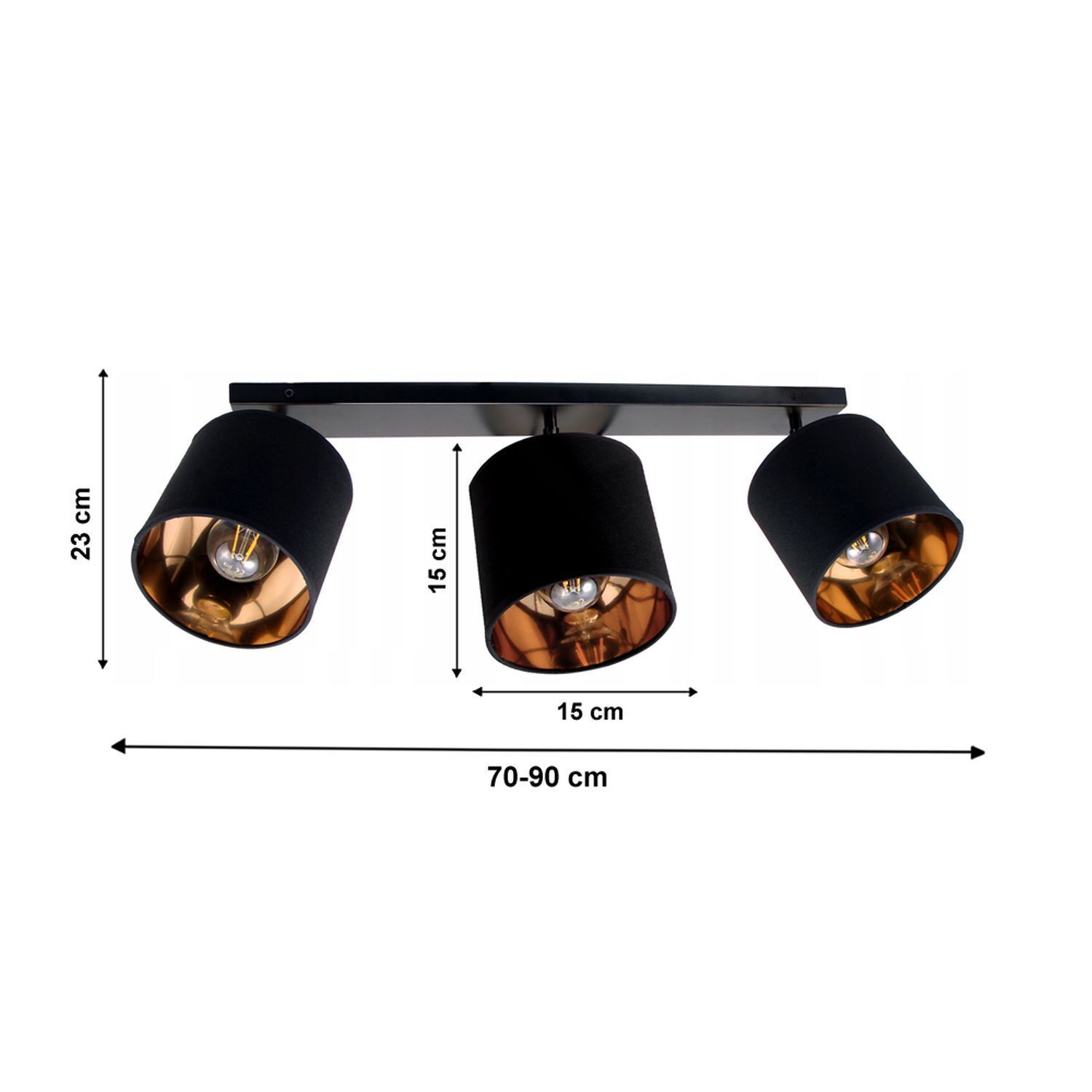 Spot de plafond réglable en tissu E27, longueur 90 cm, faible éblouissement