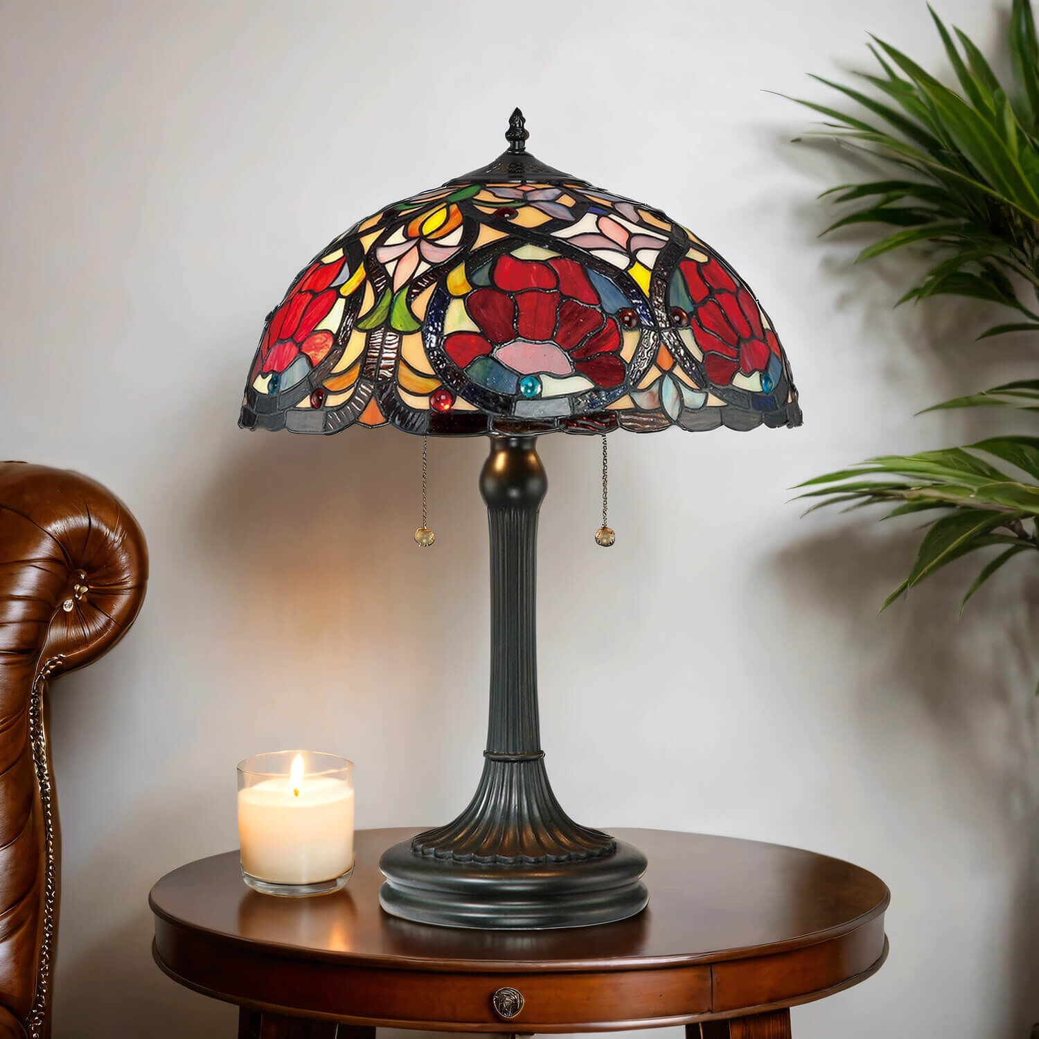 Lampe de table FARFALLA 8 verre coloré 58cm Lampe Tiffany Lampe, Tischlampe