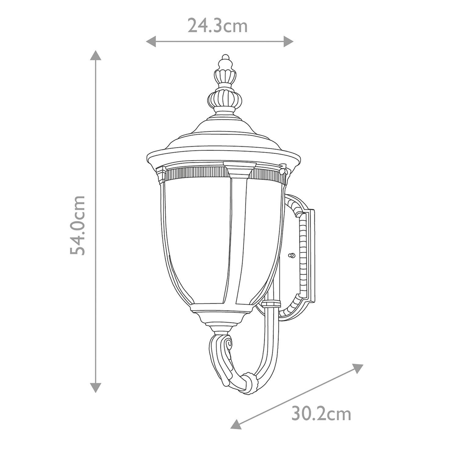Außenwandleuchte Glas Aluminium IP44 H: 54,3 cm in Bronze Wandleuchte, Außenleuchte, Metall, Verzierungen, Gehäuse