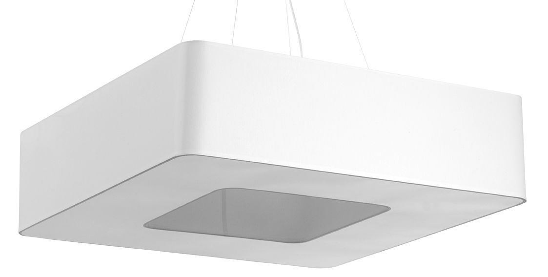 Suspension blanche carrée 80 cm de large 8x E27 à faible éblouissement