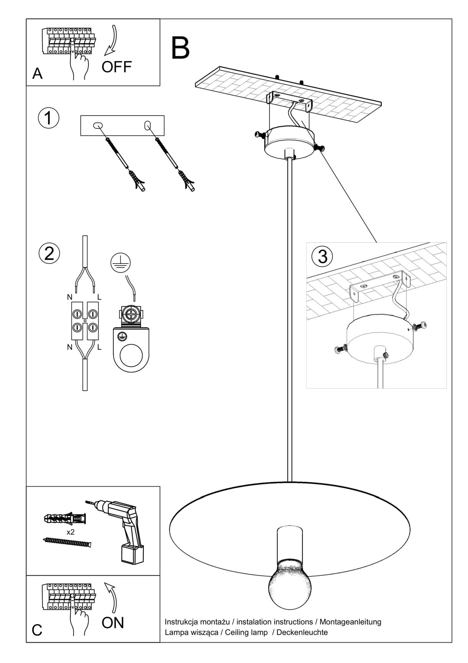 Lampe à suspendre Blanc Ø 40 cm Métal E27 Cuisine Salle à manger