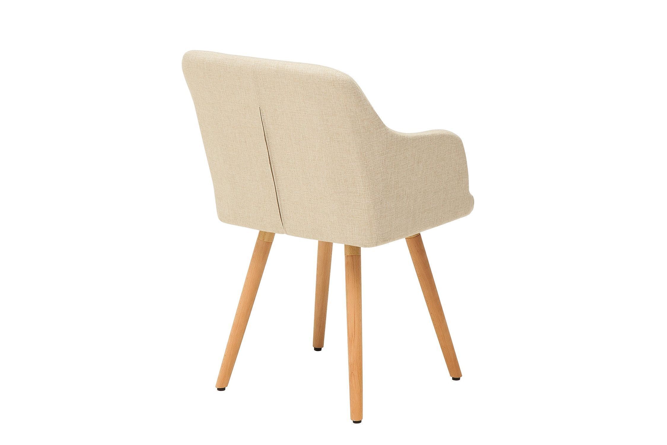 Chaise de salle à manger Tissu Bois avec accoudoirs Naturel Scandinave Moebel, Stuhl, Sperrholz, Holz