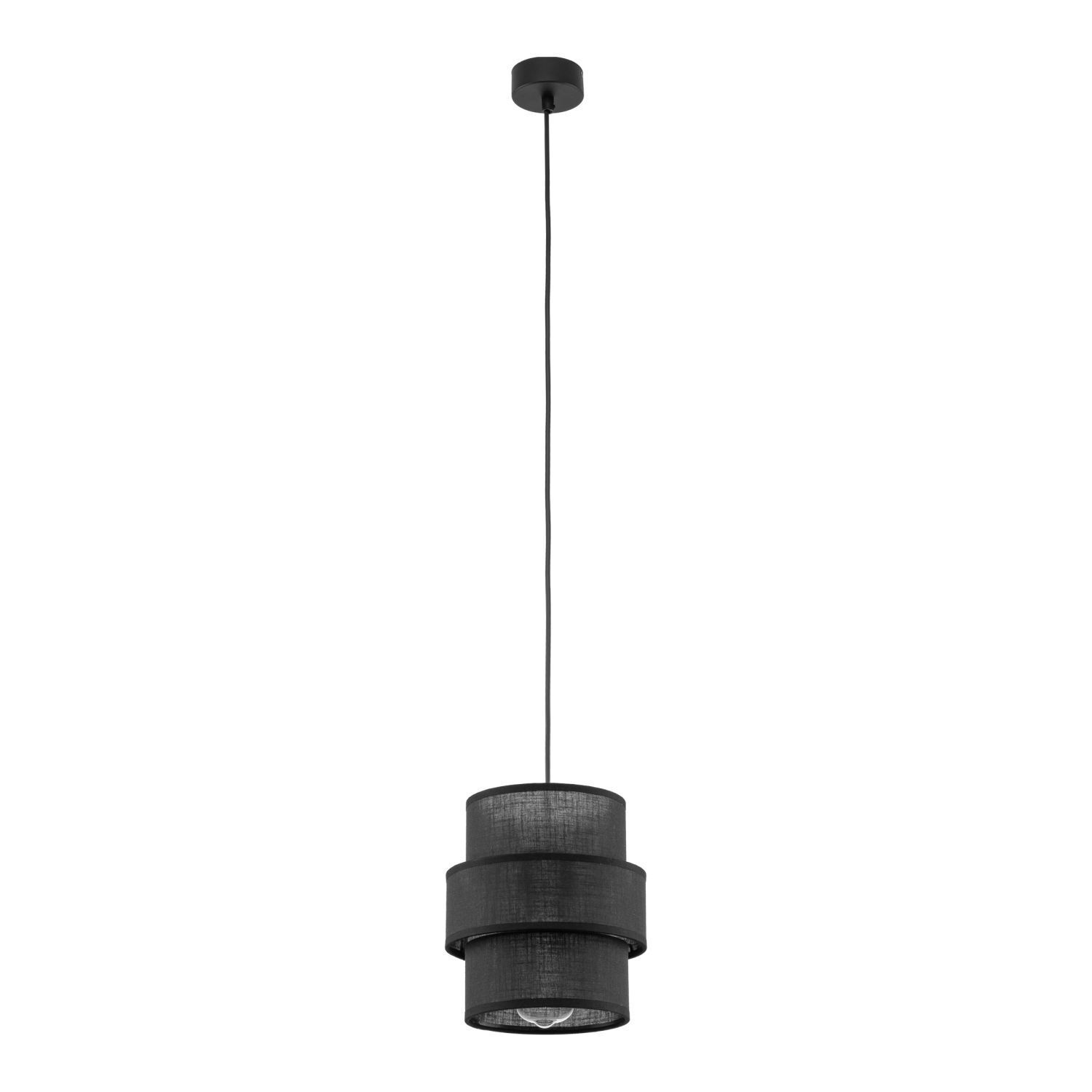 Suspension Noir E27 D : 20 cm ronde Moderne Tissu Lampe