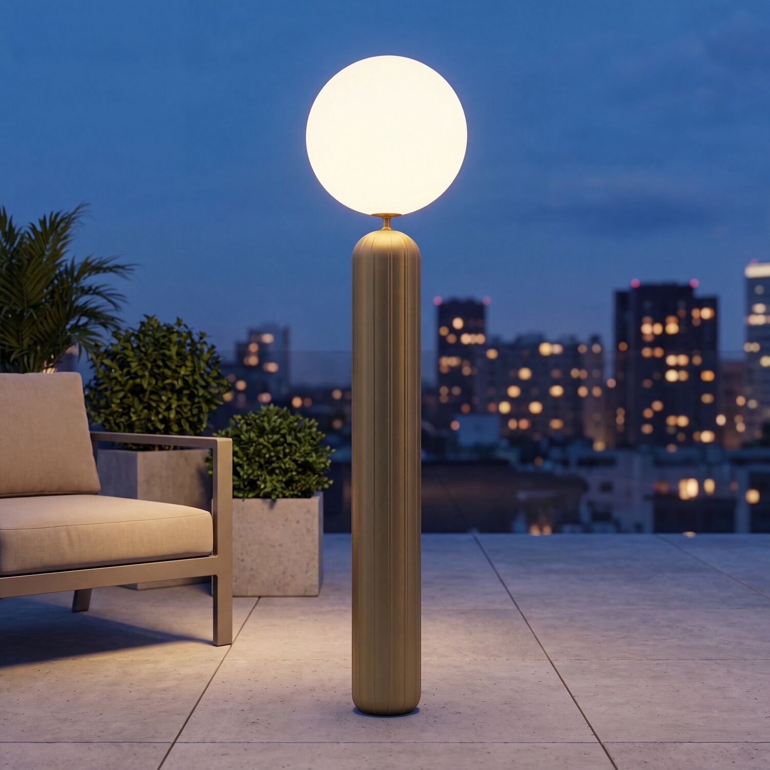 Outdoor lamp, Globe light, Tall lamp, Bronze/gold finish, Patio decor