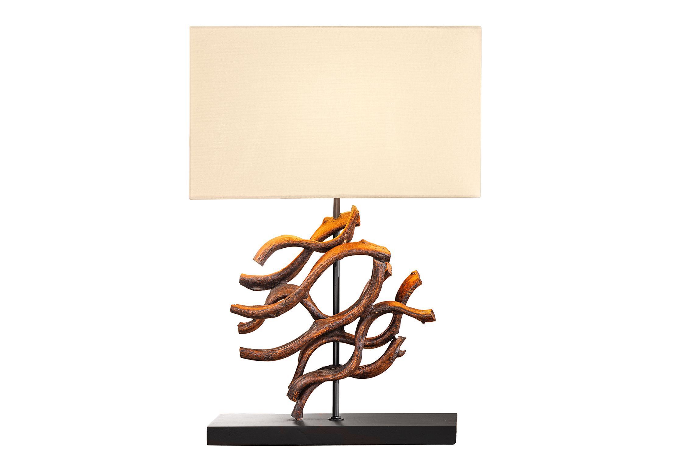 Lampe de table bois tissu caoutchouc 57 cm E27 anti-éblouissement