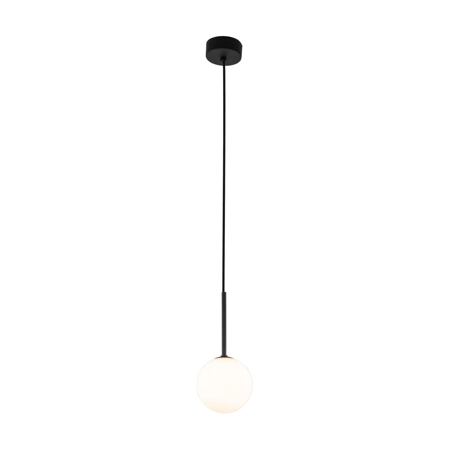 Lampe à suspendre Boule Ø 12 cm H : max. 160 cm Noir Blanc G9 Verre