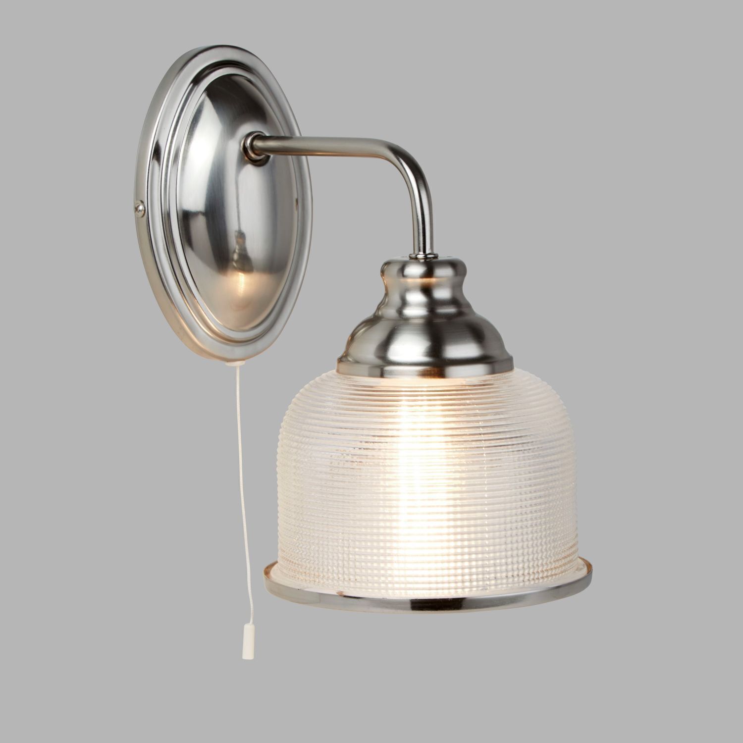 Wandleuchte in Silber Klar E27 Glas Metall mit Schalter Lampe, Leuchte, Beleuchtung