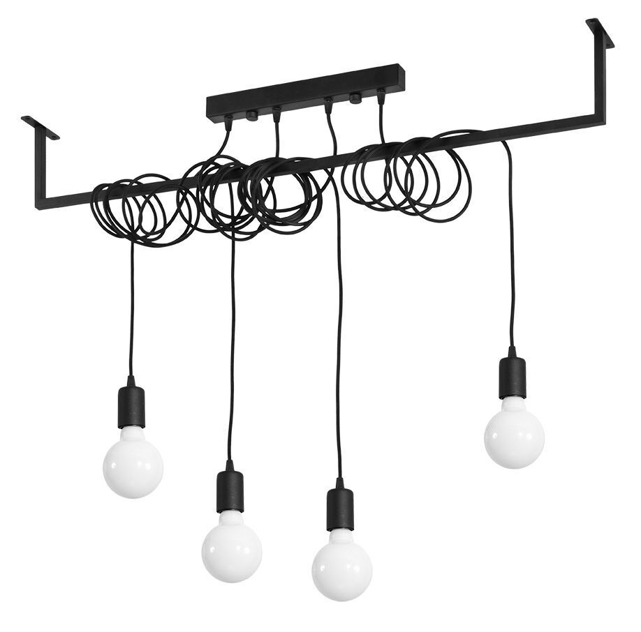 Suspension Moderne Noir ajustable jusqu'à 150 cm E27