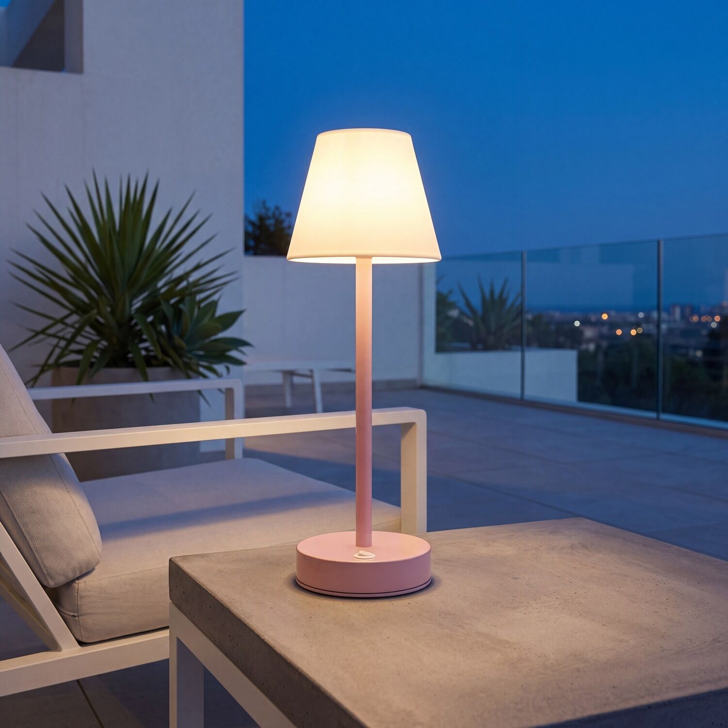 Lampe de table LED sans fil Touch Dimmer 32 cm IP44 rose blanc