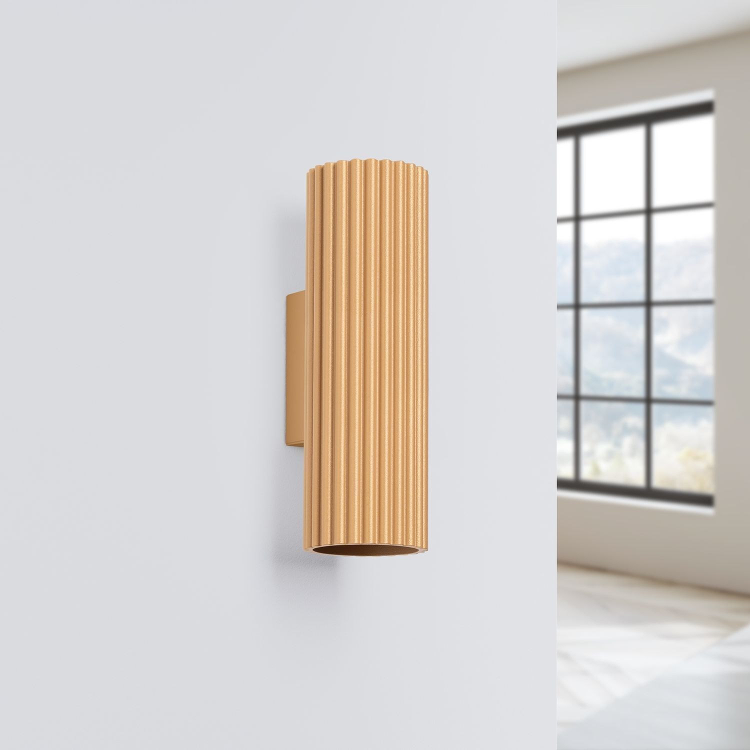 Wandleuchte Up Down H: 20 cm in Gold GU10 2-flammig Aluminium Drinnen, Innenarchitektur