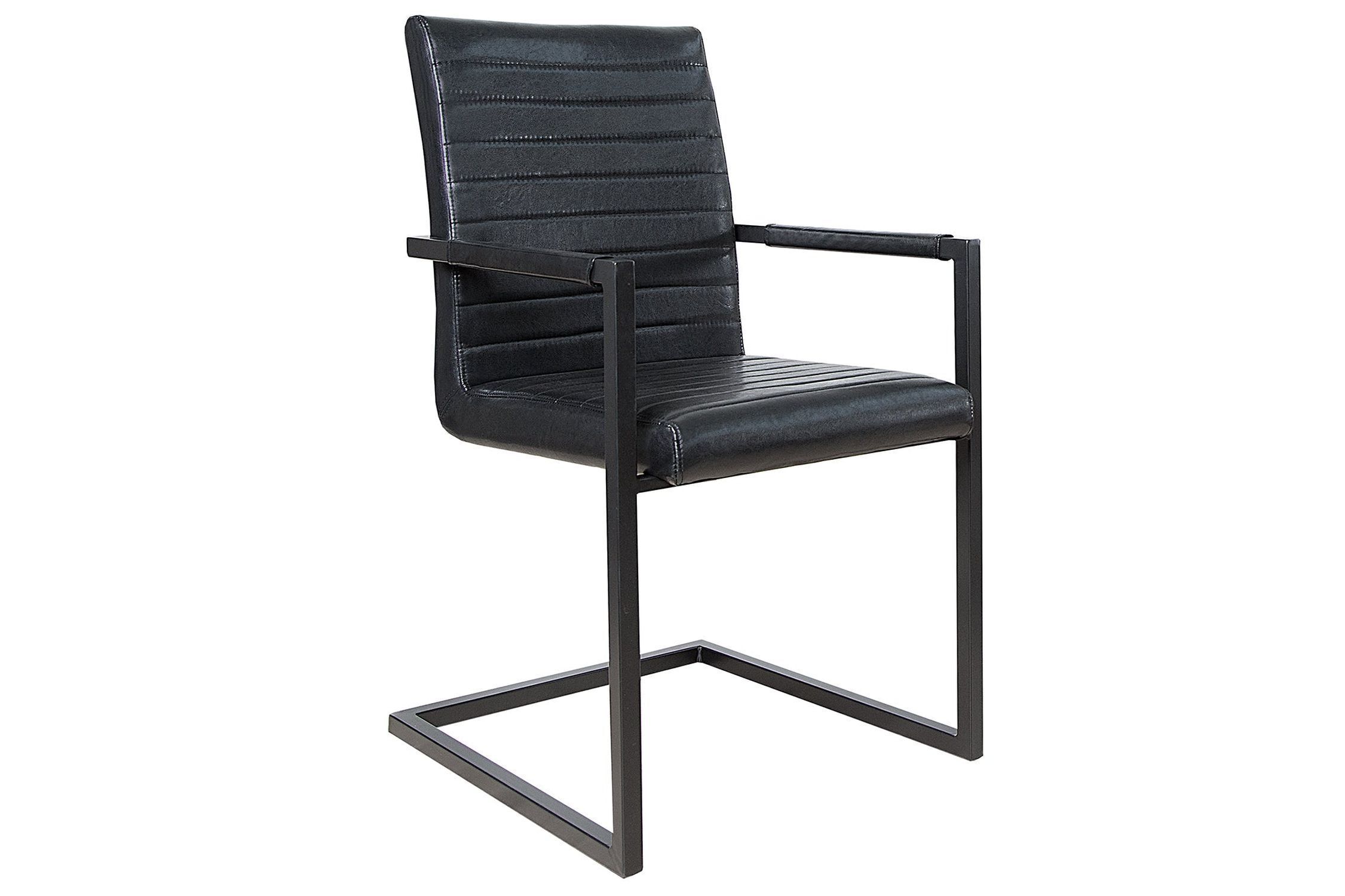 Chaise à bascule noir similicuir acier inoxydable avec accoudoirs Moebel, Stuhl
