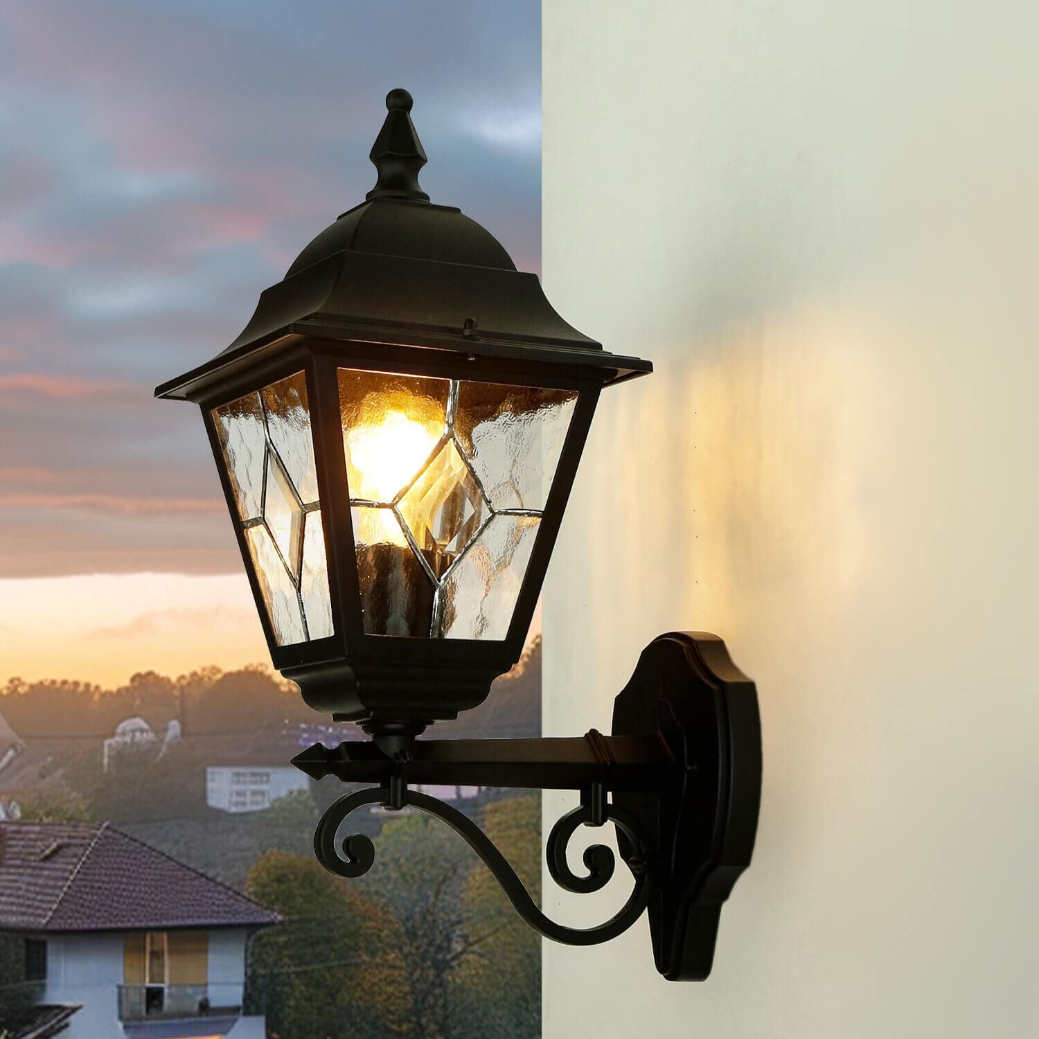 Wandleuchte LEADWORTH Schwarz IP43 Rustikal Haus Lampe