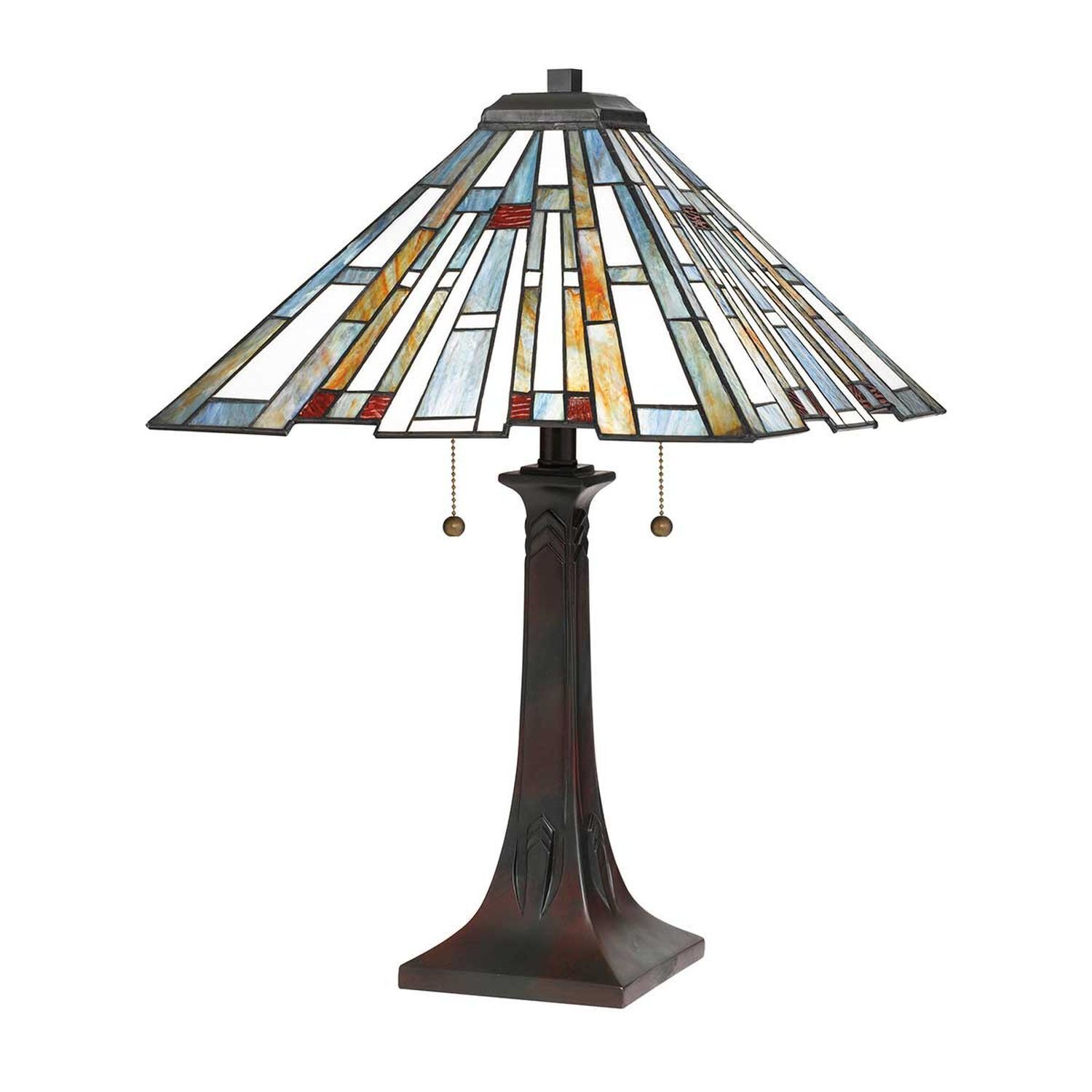 Lampe de table interrupteur à tirette 62,9 cm de haut style Tiffany 2x E27