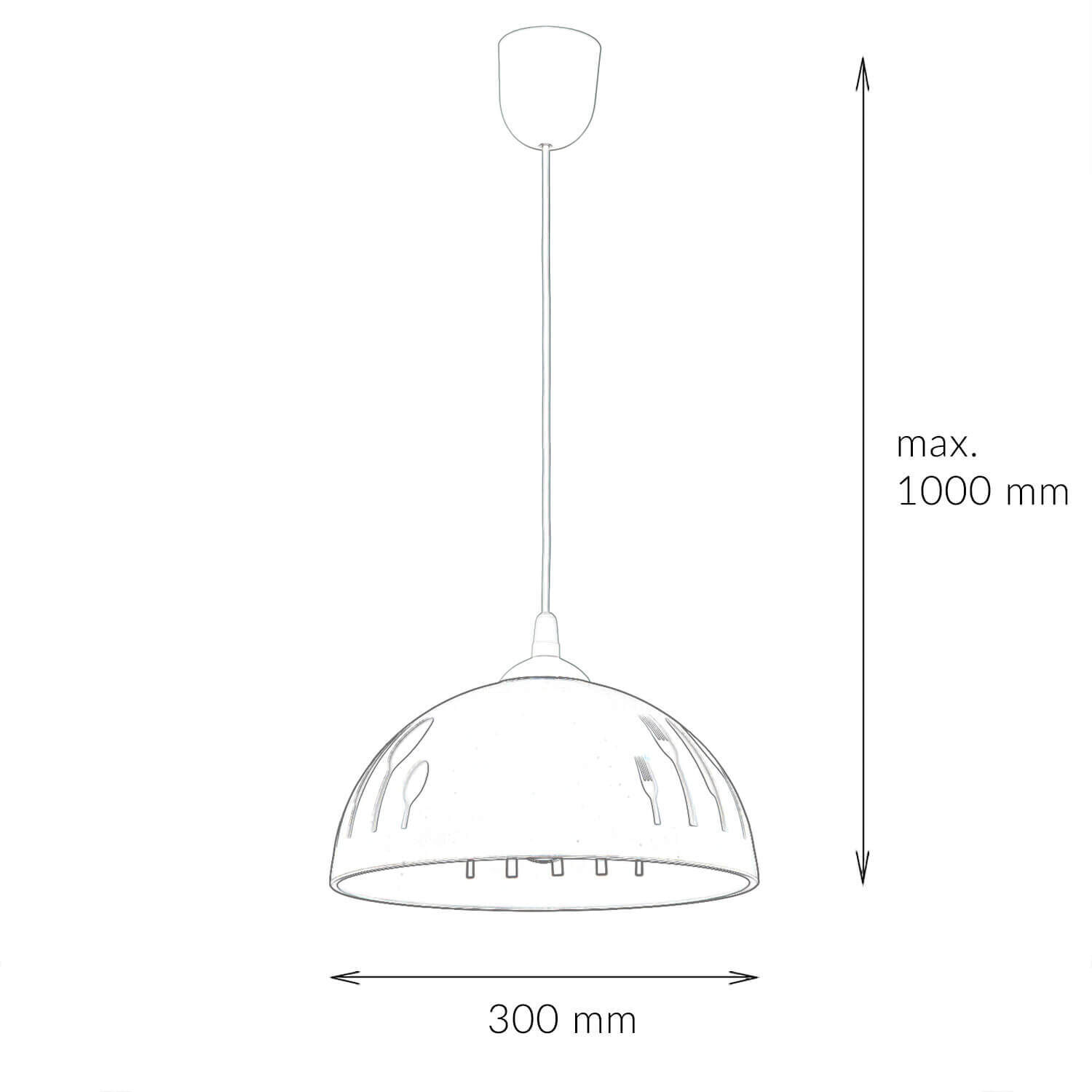 Lampe de cuisine rétro en verre avec motif Ø30cm