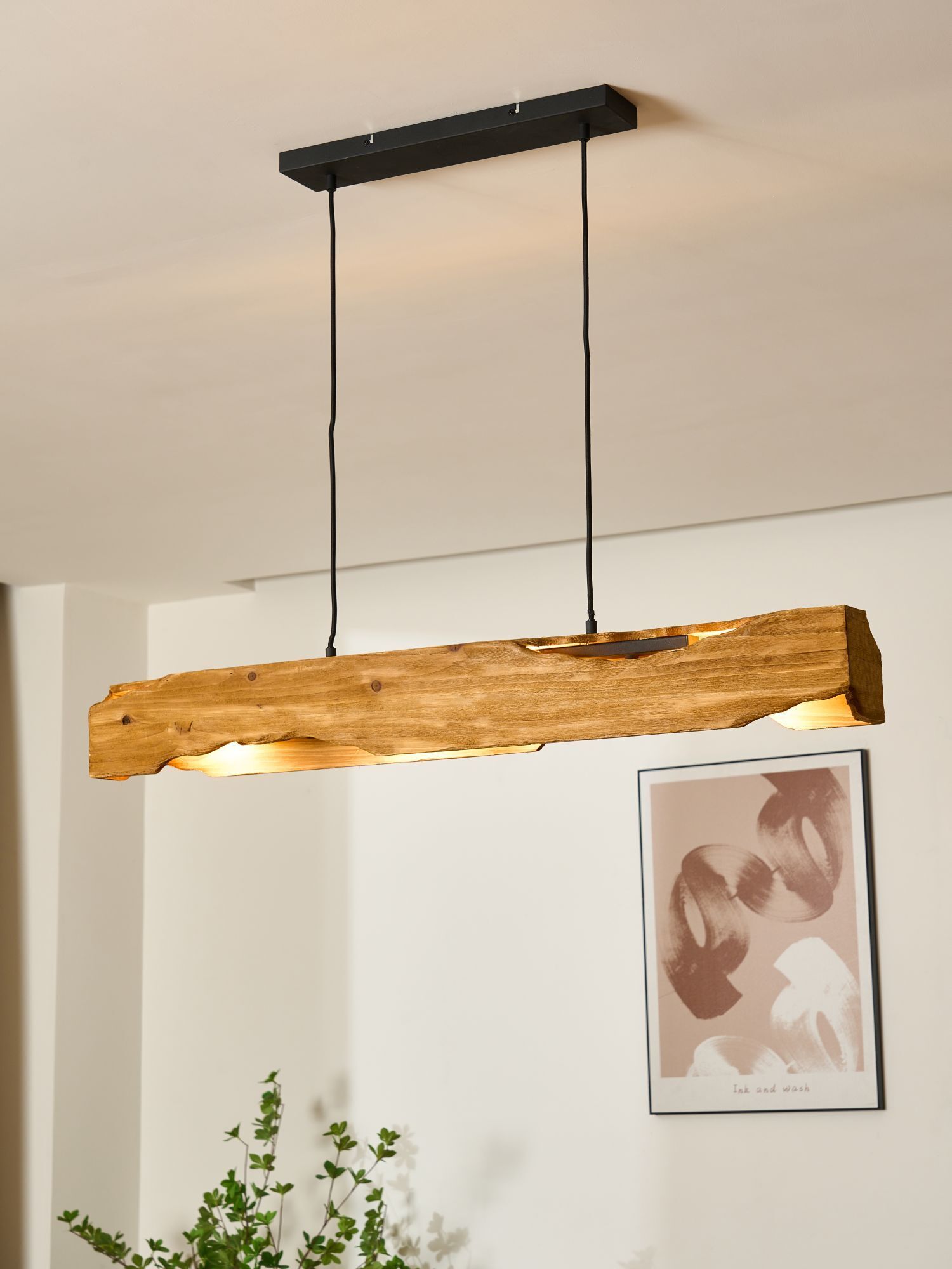 Suspension en bois Scandinave 100 cm E27 4-flamme