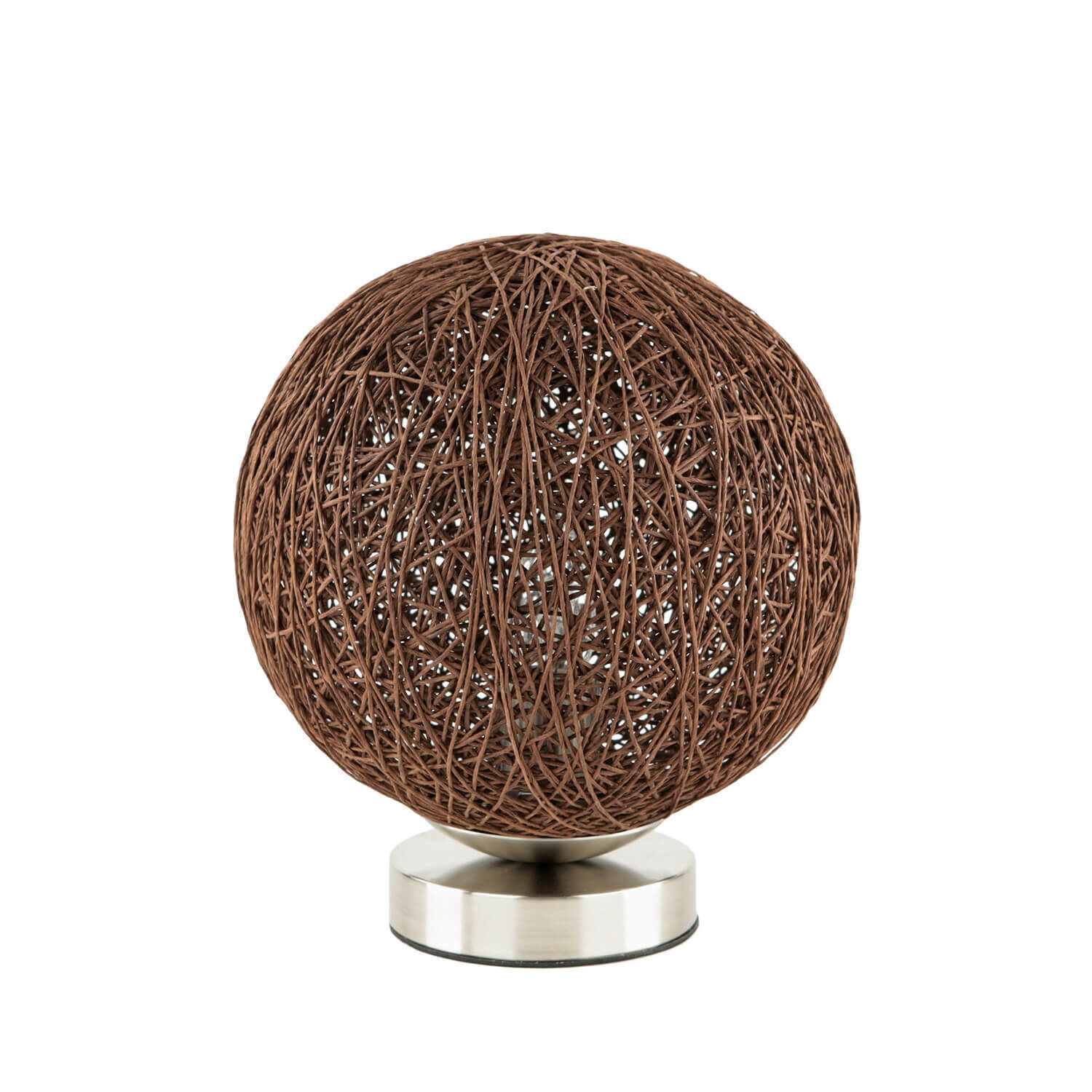 Lampe de table Boule Abat-jour Ø 25 cm Métal tressé Marron