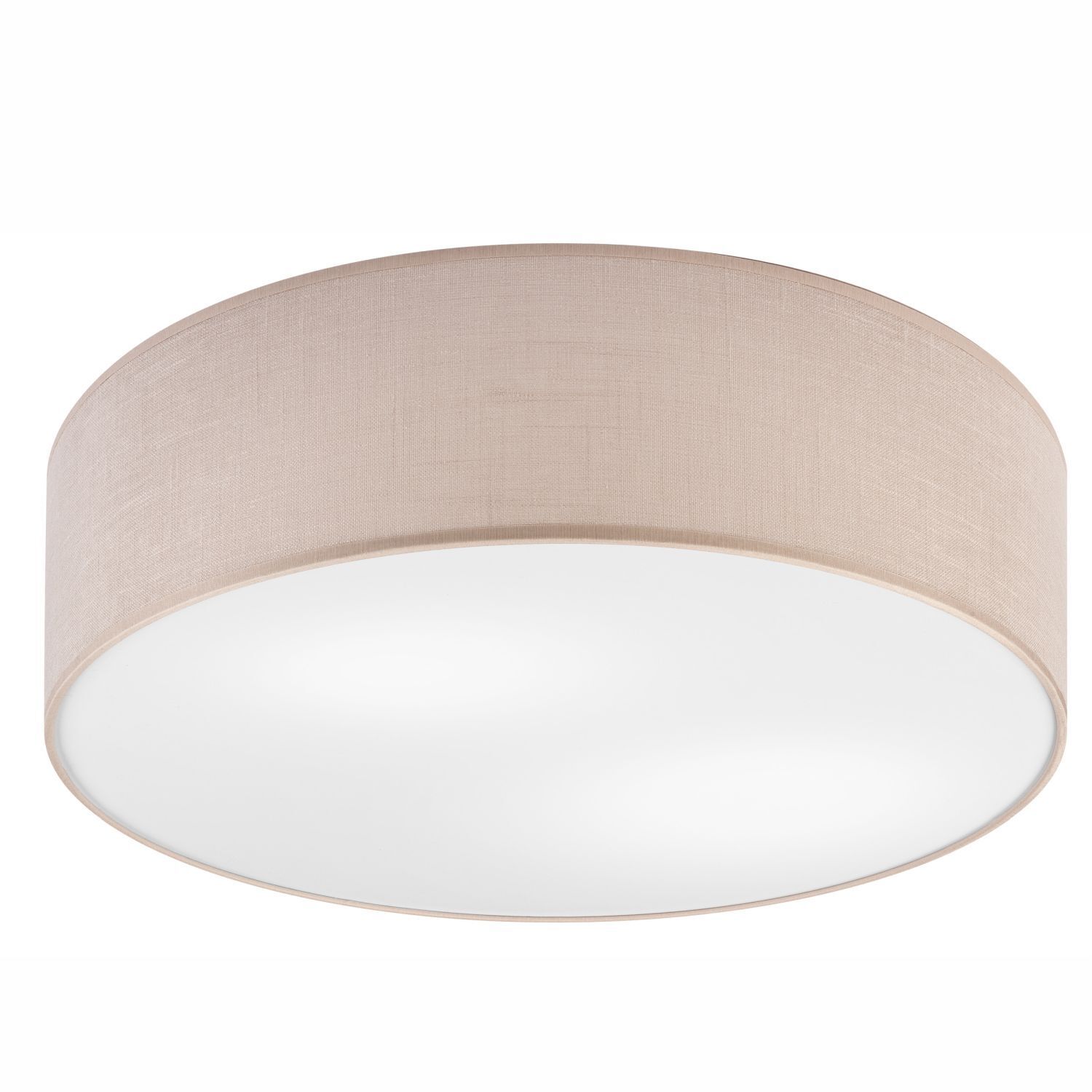 Plafonnier Tissu Ø 45 cm rond plat faible éblouissement Beige 2x E27