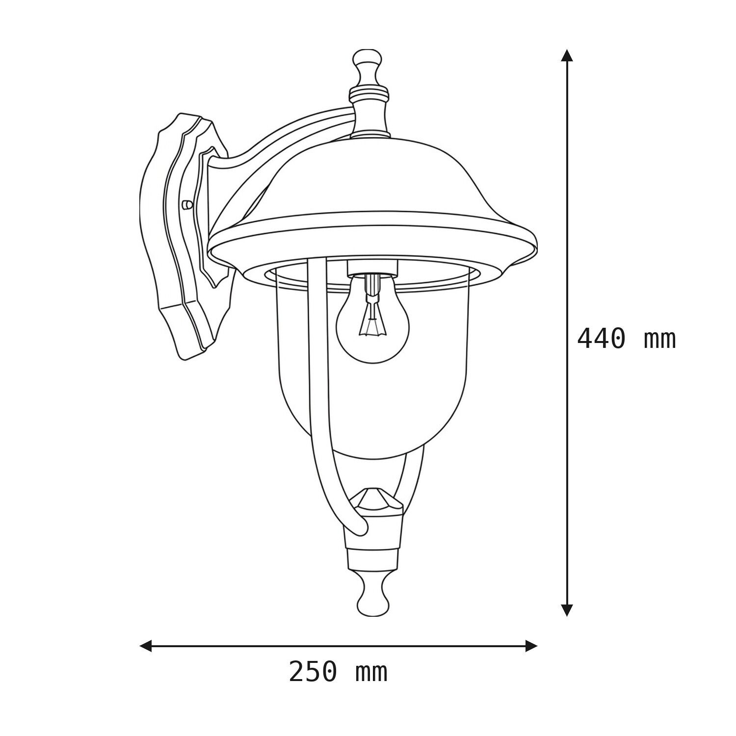 Wandleuchte, Außenlampe, Laterne, Glühbirne, Metall