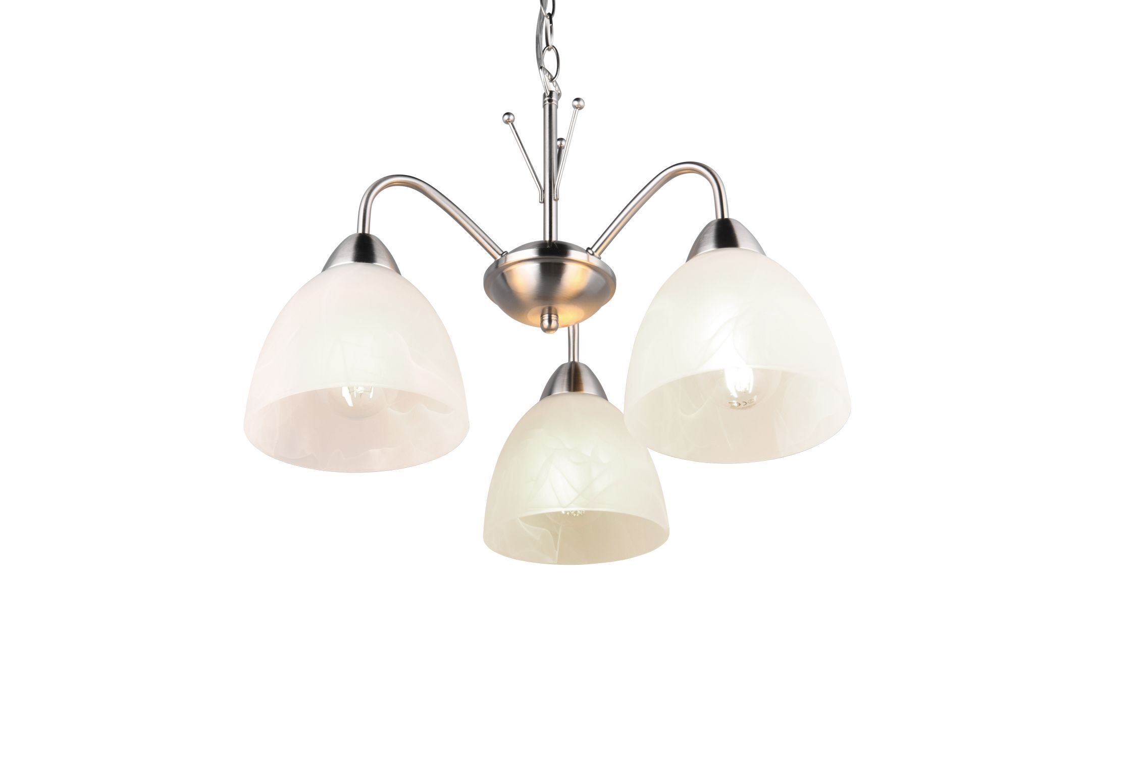 Blendarme Suspension Métal Verre Nickel Blanc E27 Leuchte, Lampe, Kronleuchter